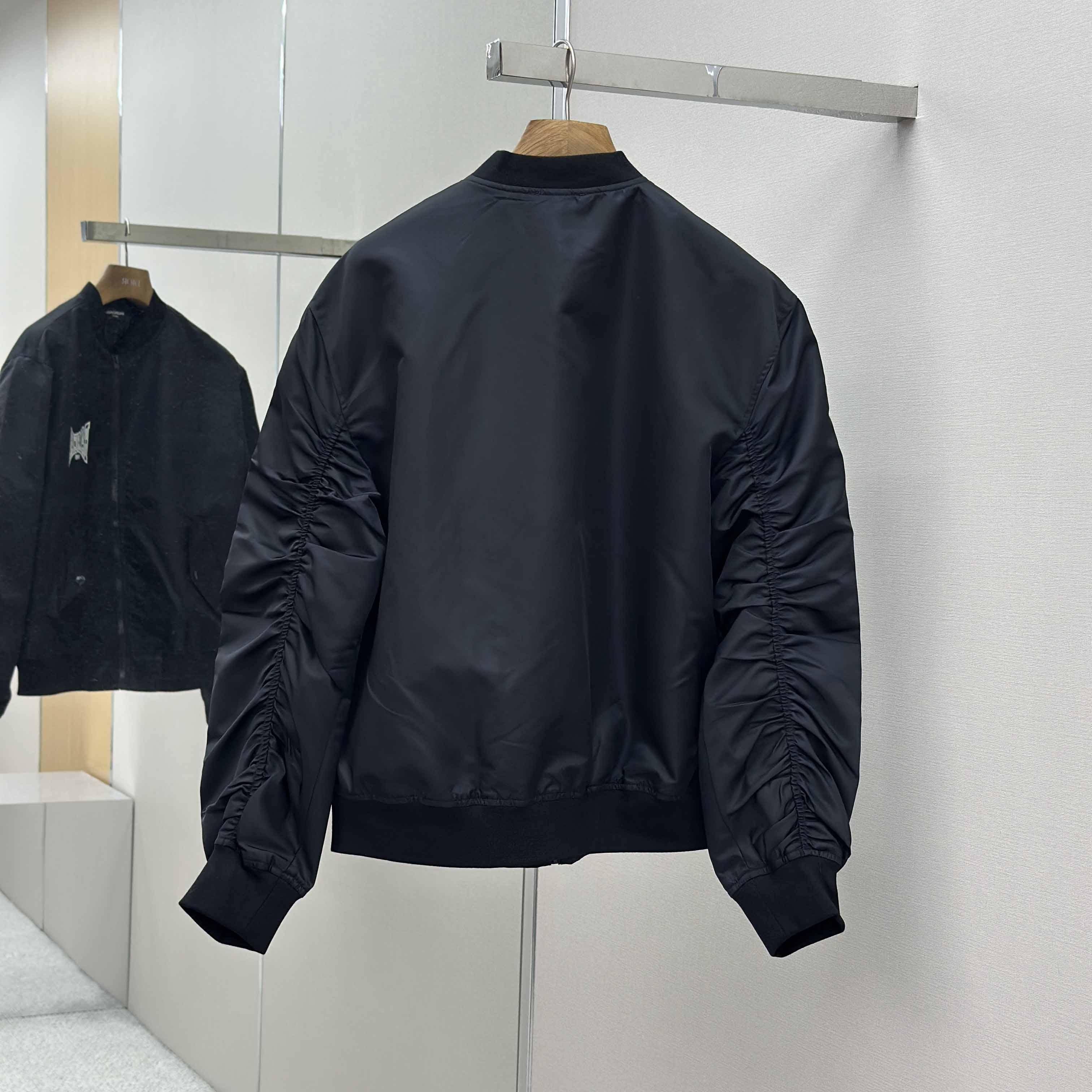 Balenciaga Men's Black Oversize Nylon Varsity Jacket - DopestKickz