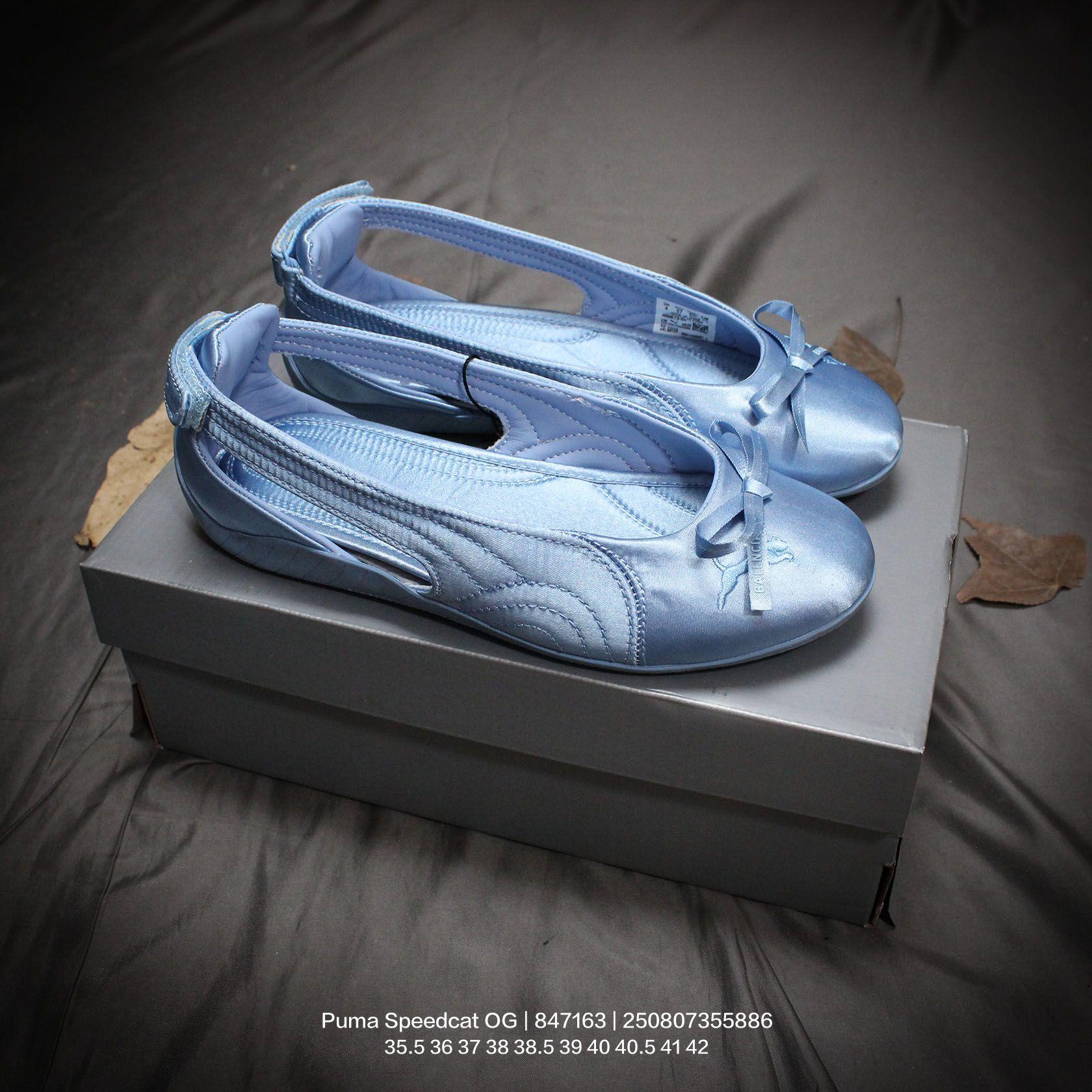 Balenciaga Speedcat Ballet Satin Balenciaga In Light Blue Satin - DopestKickz