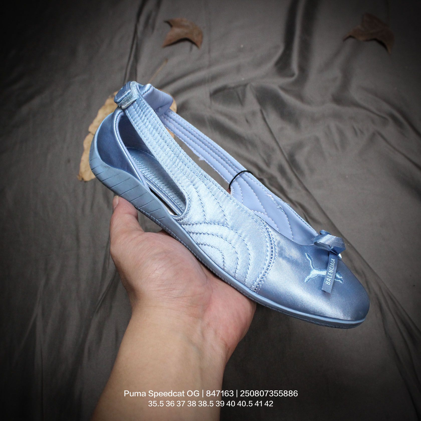 Balenciaga Speedcat Ballet Satin Balenciaga In Light Blue Satin - DopestKickz
