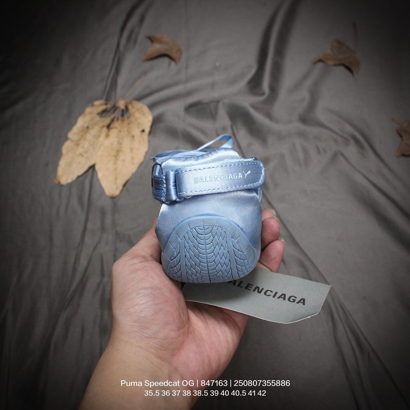 Balenciaga Speedcat Ballet Satin Balenciaga In Light Blue Satin - DopestKickz