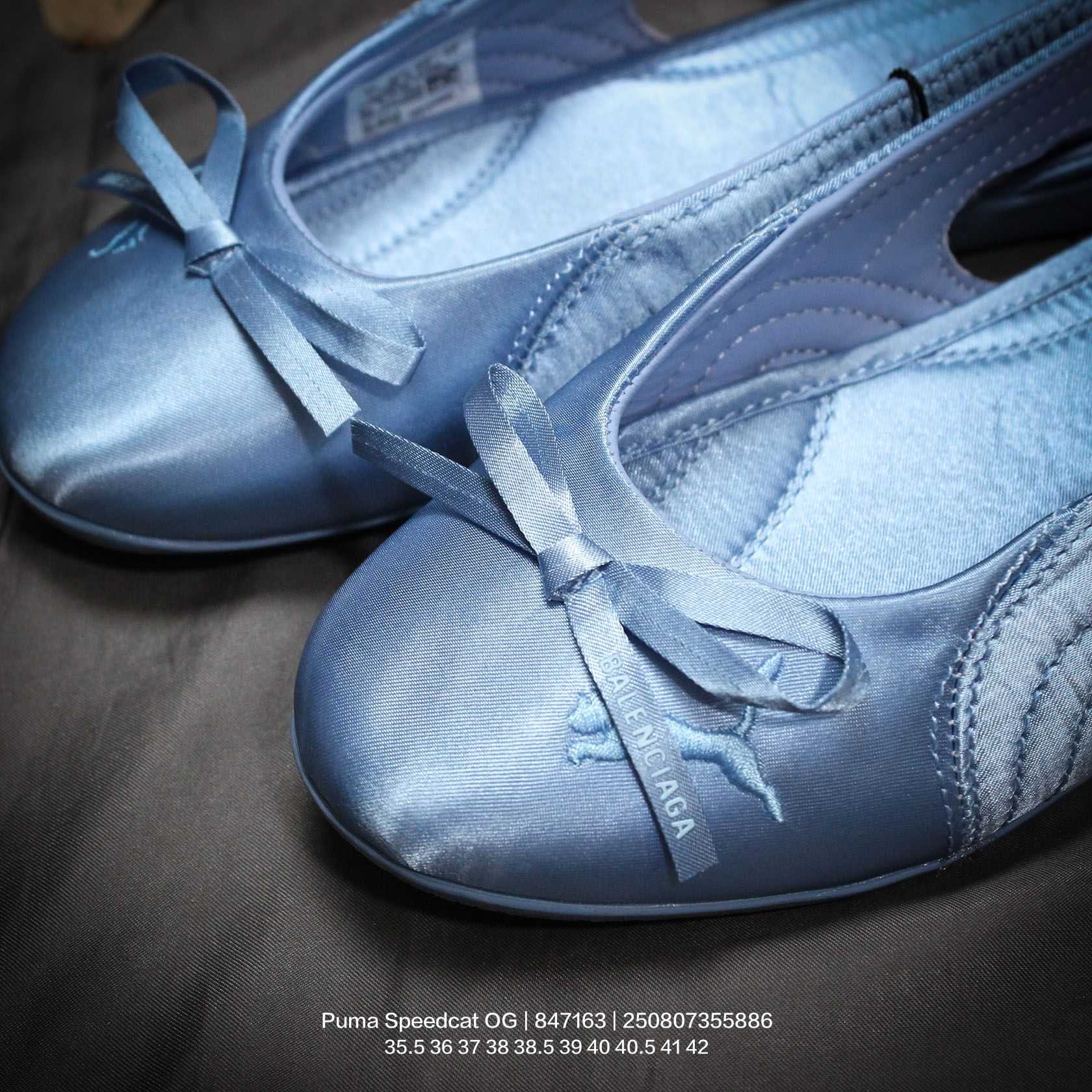 Balenciaga Speedcat Ballet Satin Balenciaga In Light Blue Satin - DopestKickz