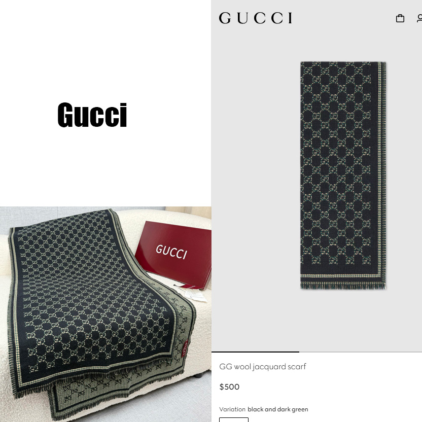 Gucci GG Wool Jacquard Scarf - DopestKickz