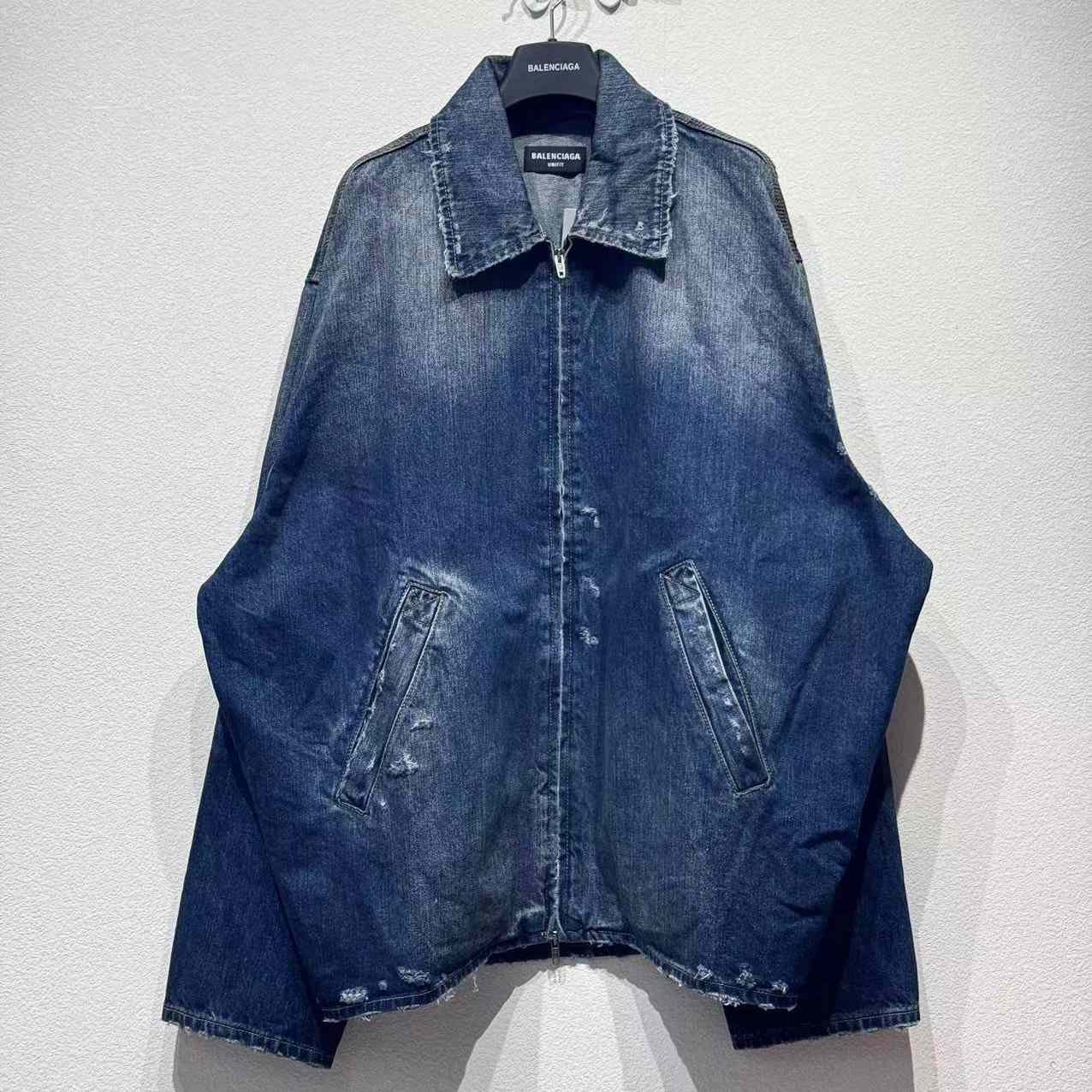 Balenciaga Zip-Up Denim Jacket In Blue Cotton Denim - DopestKickz