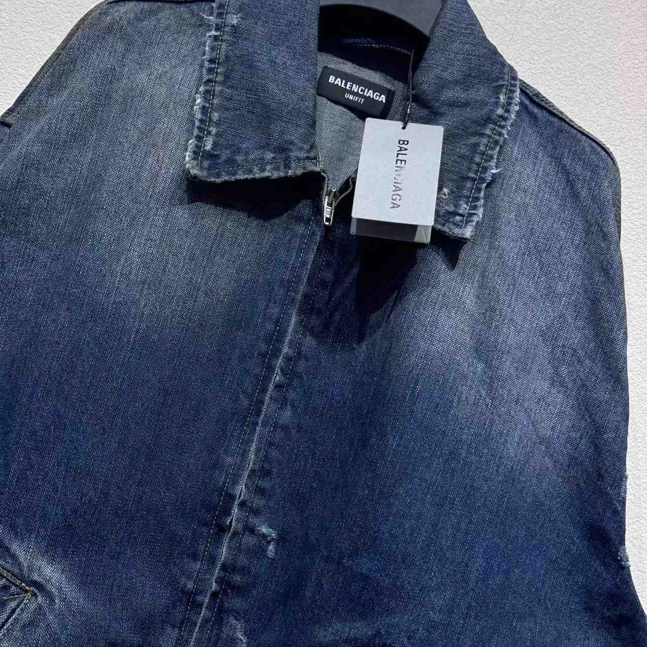 Balenciaga Zip-Up Denim Jacket In Blue Cotton Denim - DopestKickz