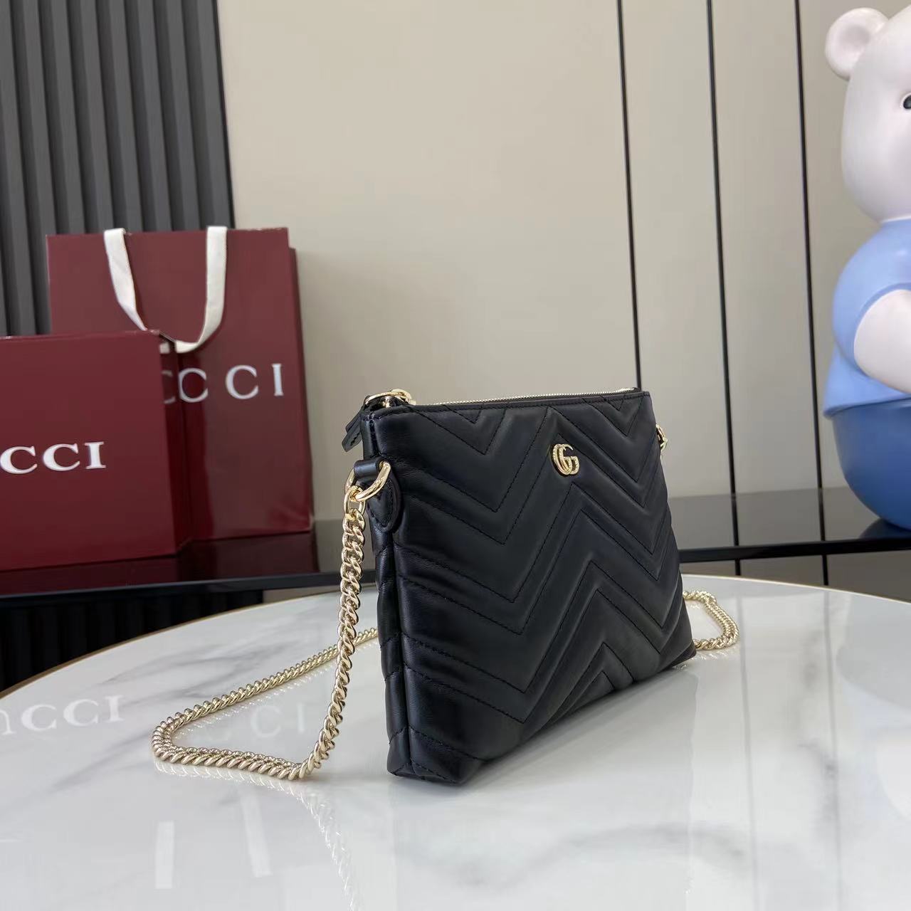 Gucci GG Marmont Pochette With Chain - DopestKickz
