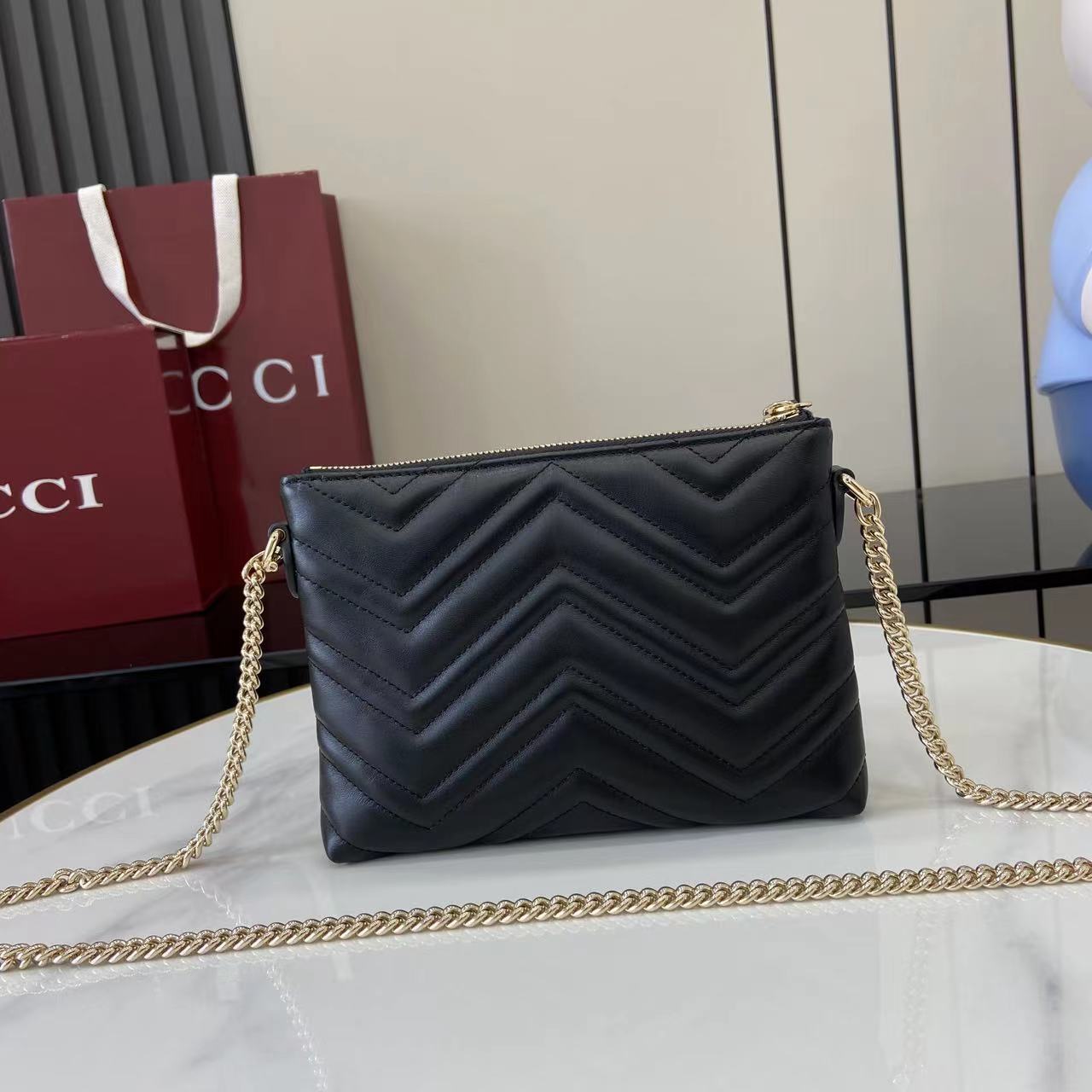 Gucci GG Marmont Pochette With Chain - DopestKickz