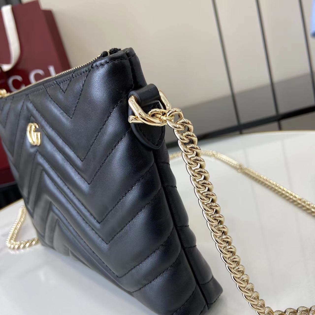 Gucci GG Marmont Pochette With Chain - DopestKickz