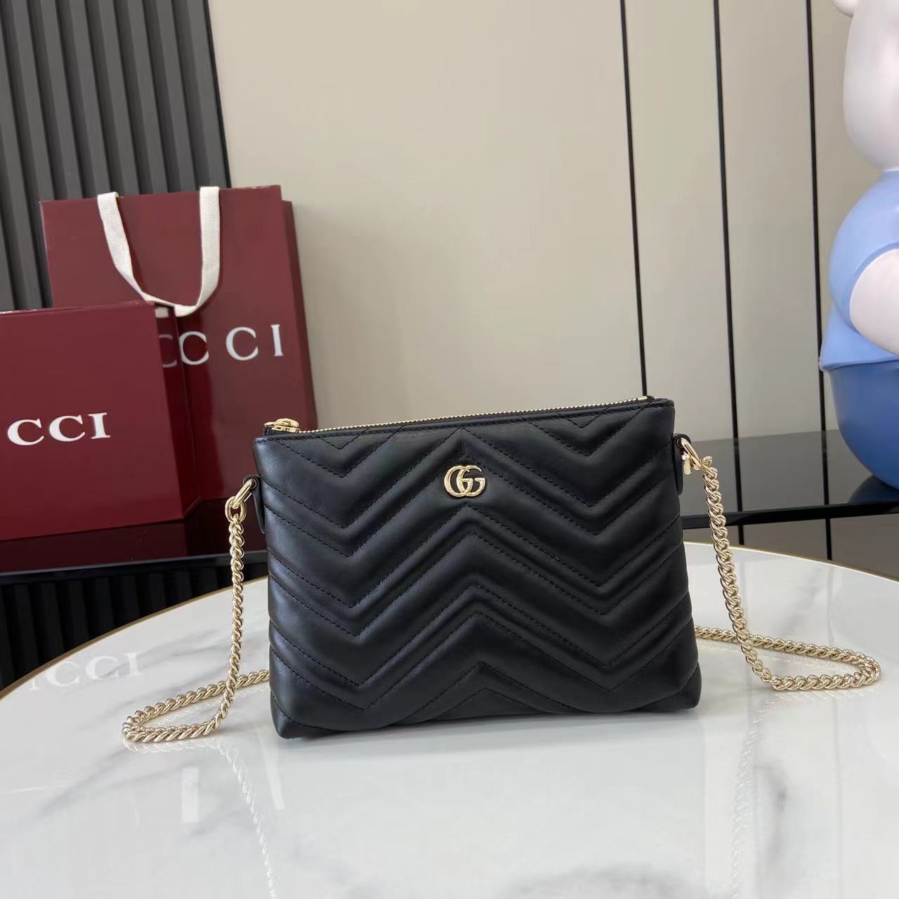 Gucci GG Marmont Pochette With Chain - DopestKickz