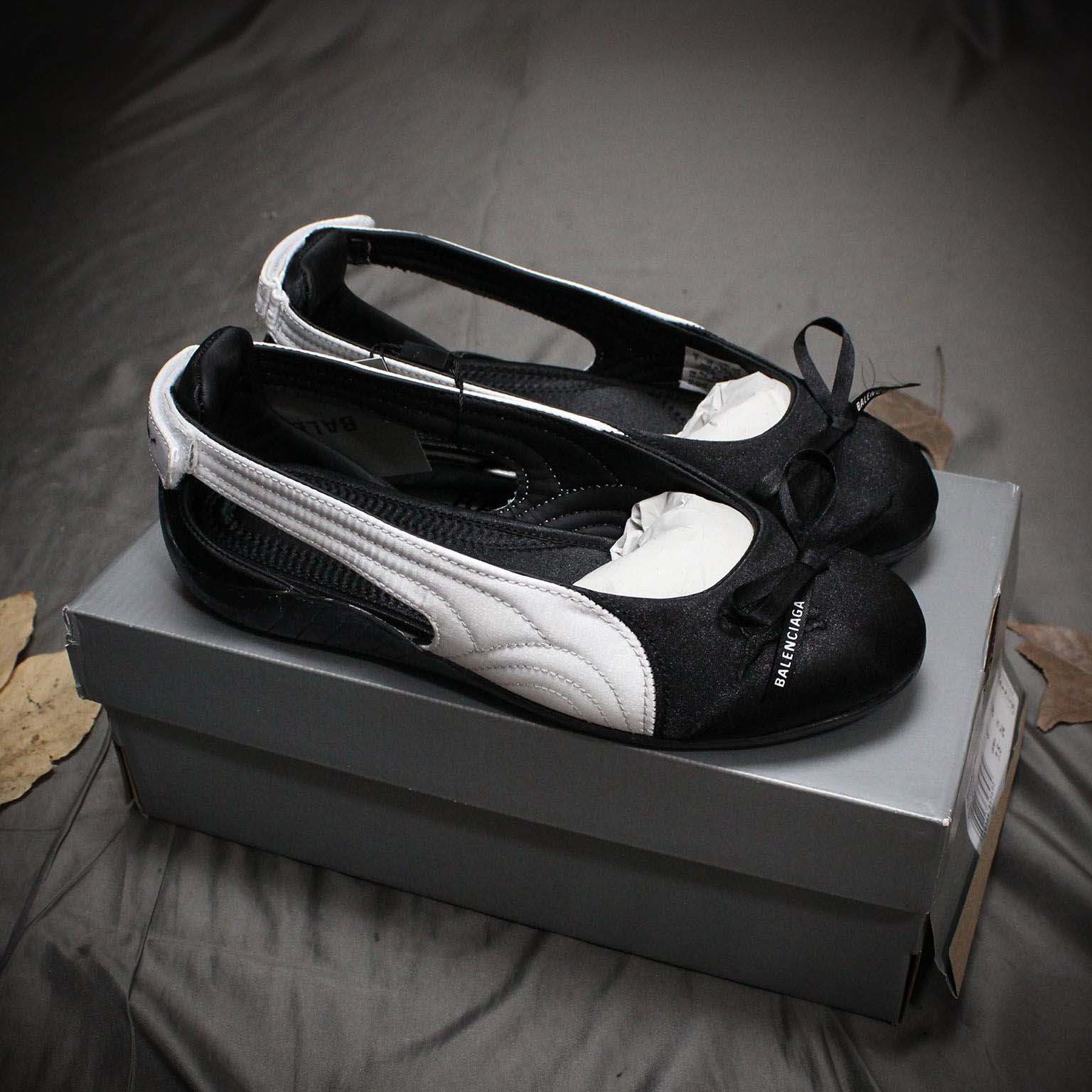 Balenciaga Speedcat Ballet Satin Balenciaga in black and white satin - DopestKickz