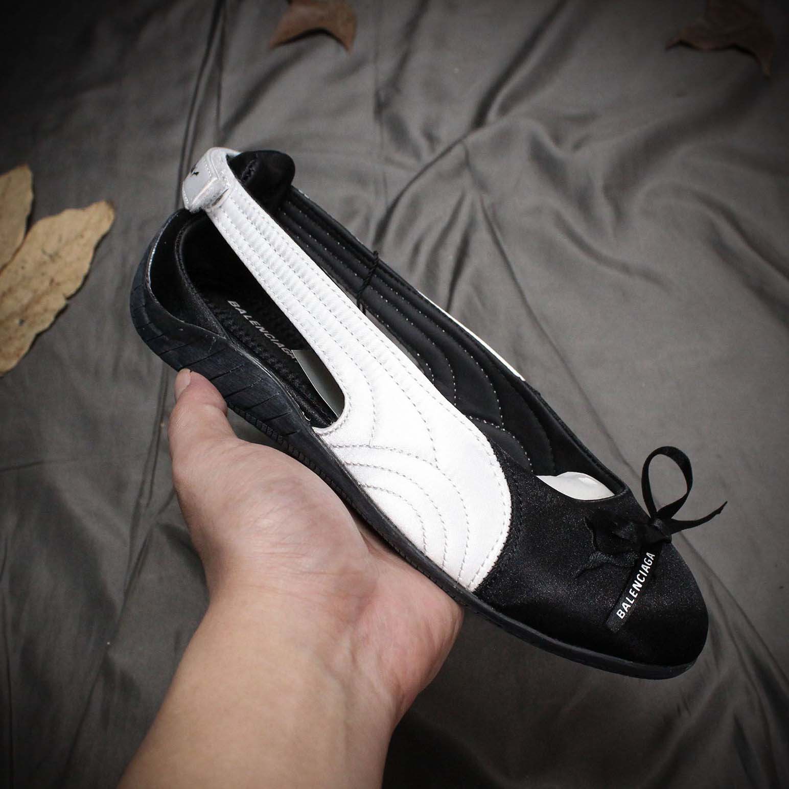 Balenciaga Speedcat Ballet Satin Balenciaga in black and white satin - DopestKickz