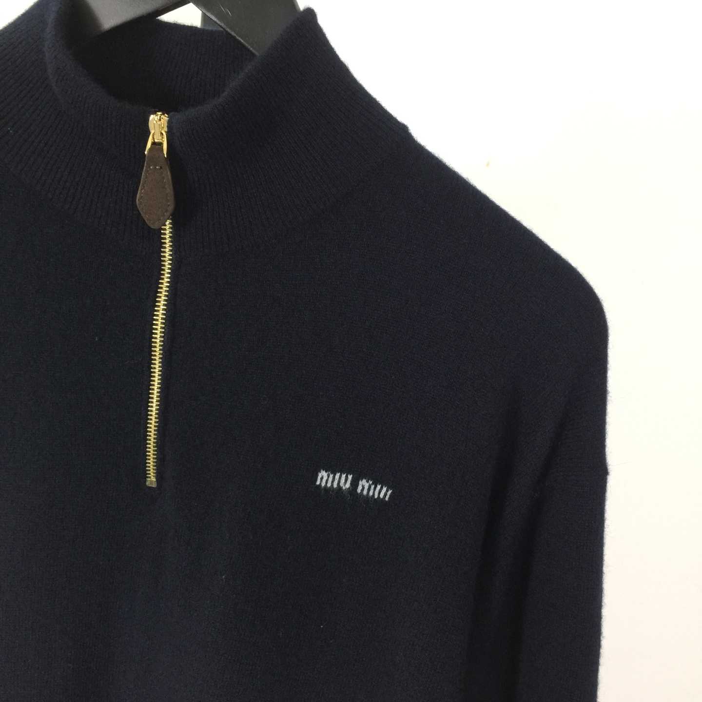 Miu Miu Cashmere And Leather Zipper Sweater - DopestKickz