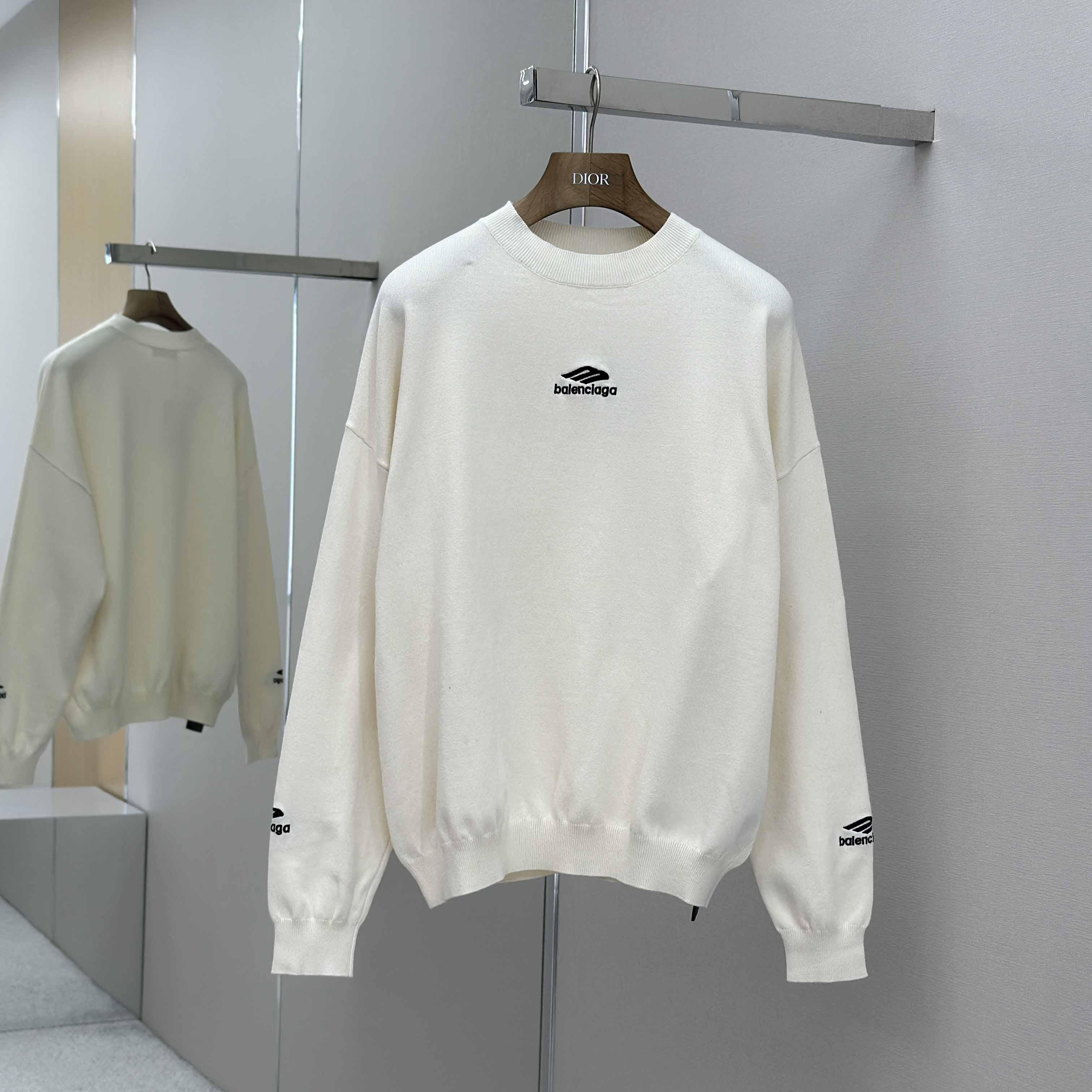 Balenciaga Ski Crewneck Sweater In White - DopestKickz