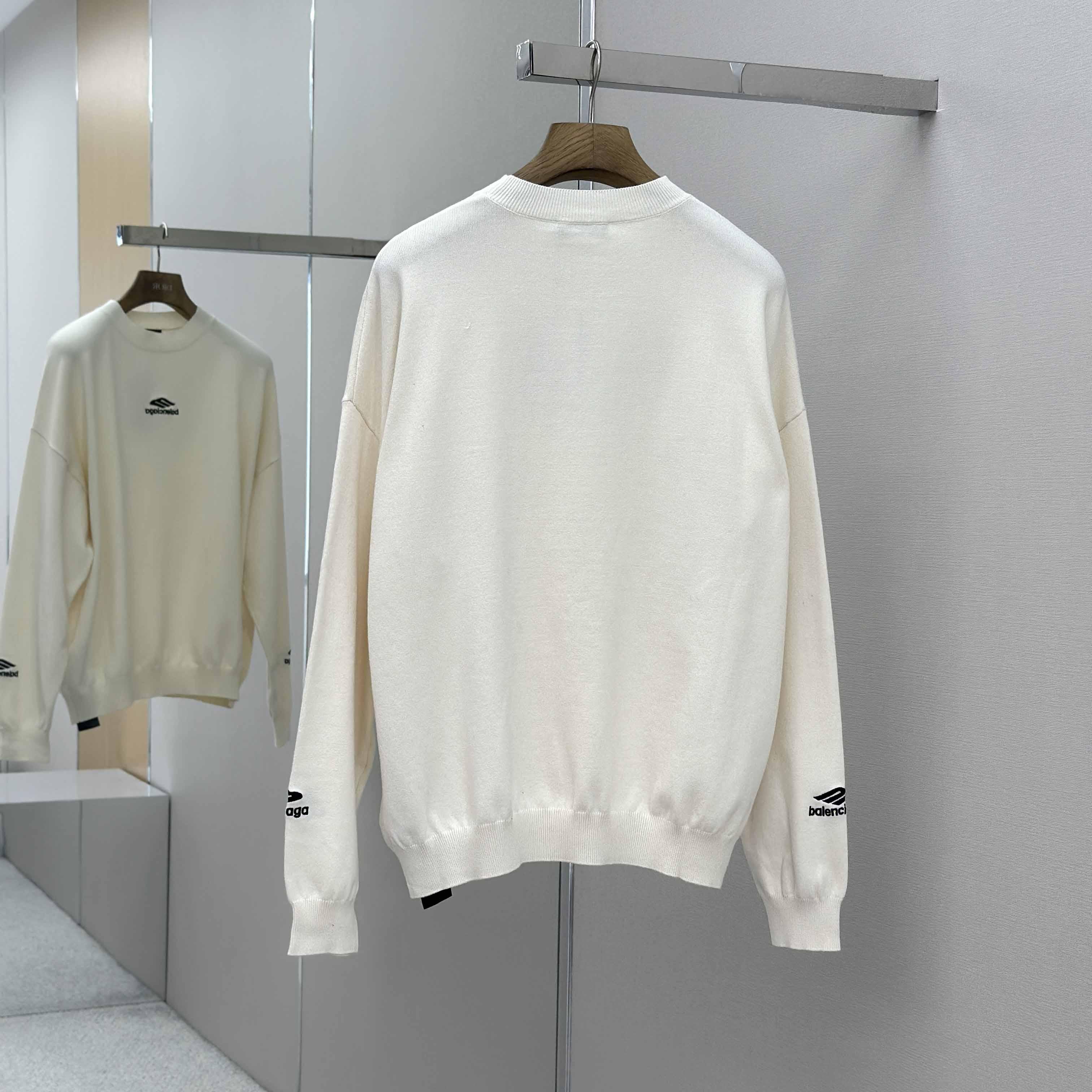 Balenciaga Ski Crewneck Sweater In White - DopestKickz