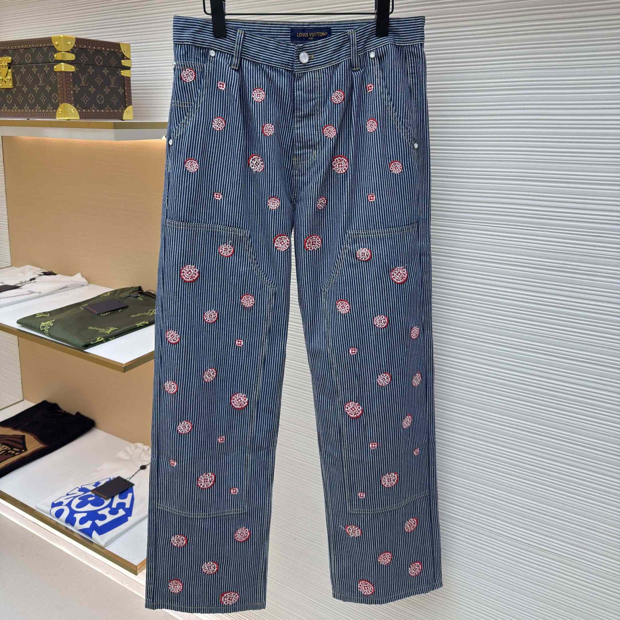 Louis Vuitton Embellished Striped Pants - DopestKickz