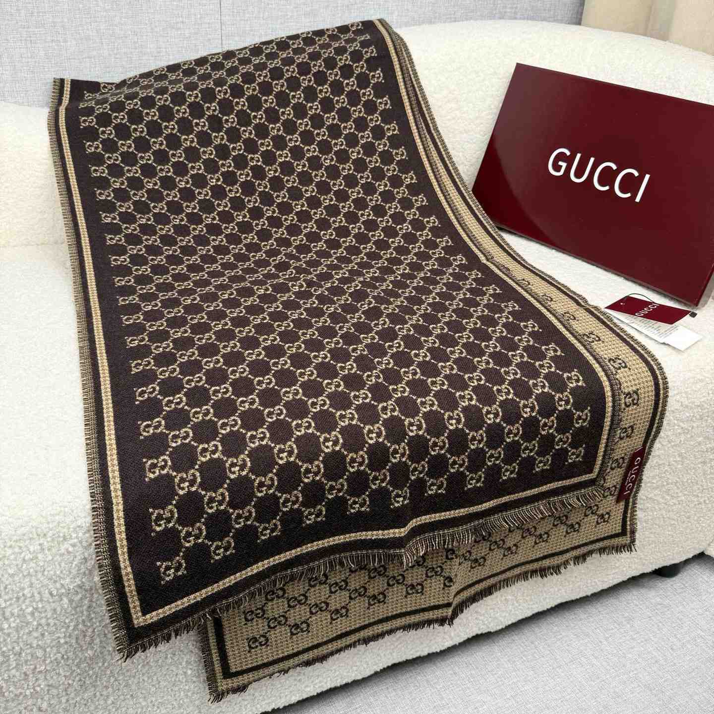 Gucci GG Wool Jacquard Scarf - DopestKickz