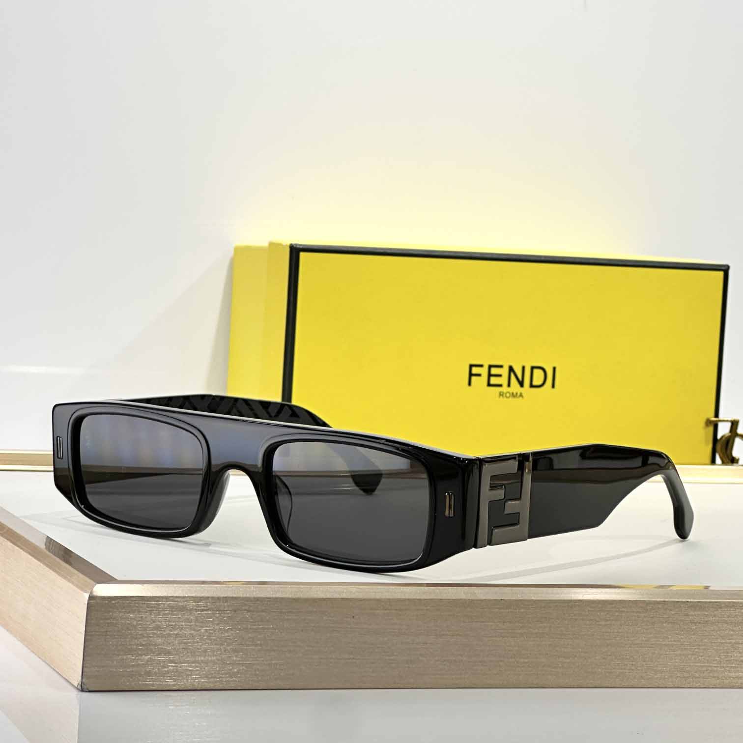Fendi FF Squared Black Acetate Sunglasses  FE40587 - DopestKickz