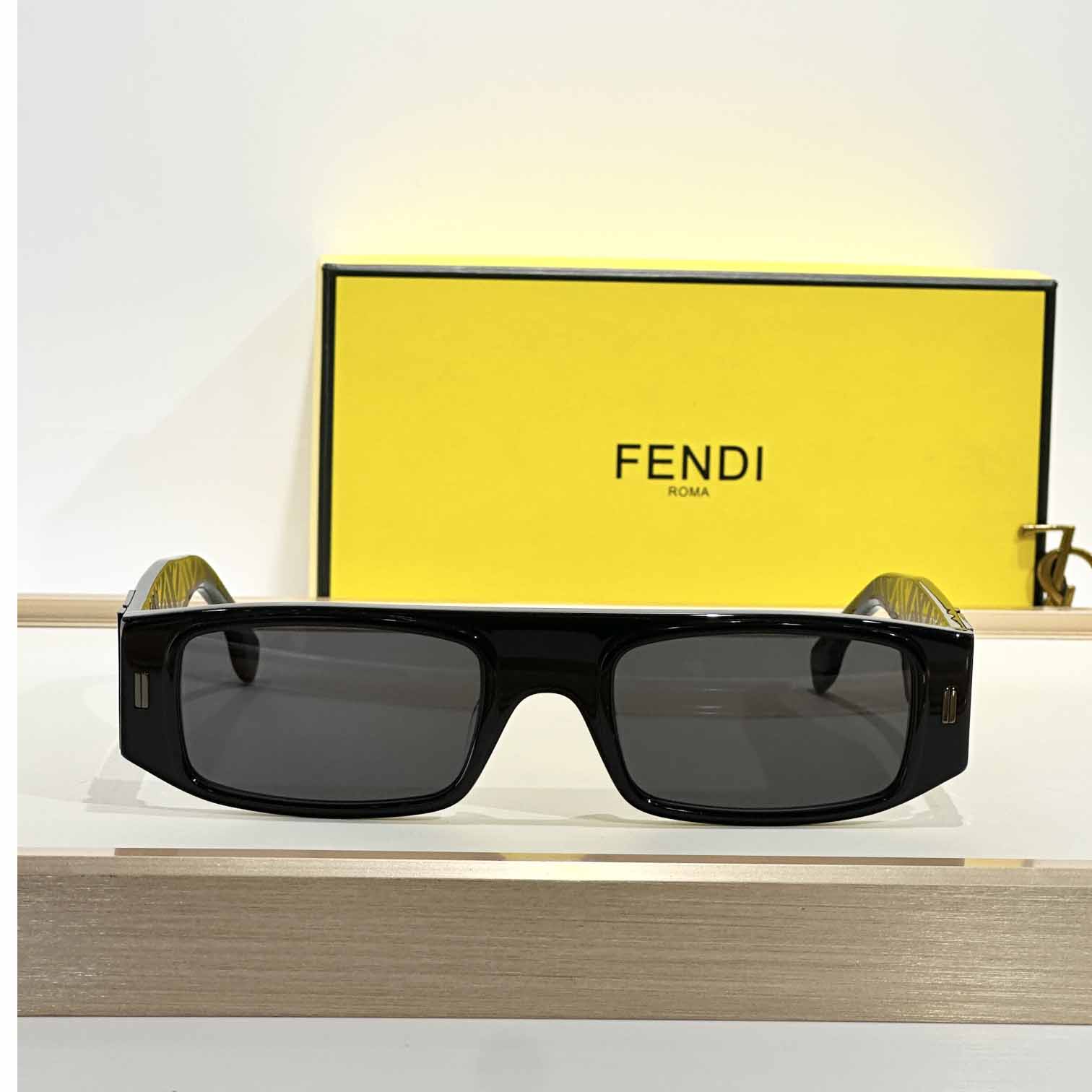 Fendi FF Squared Black Acetate Sunglasses  FE40587 - DopestKickz