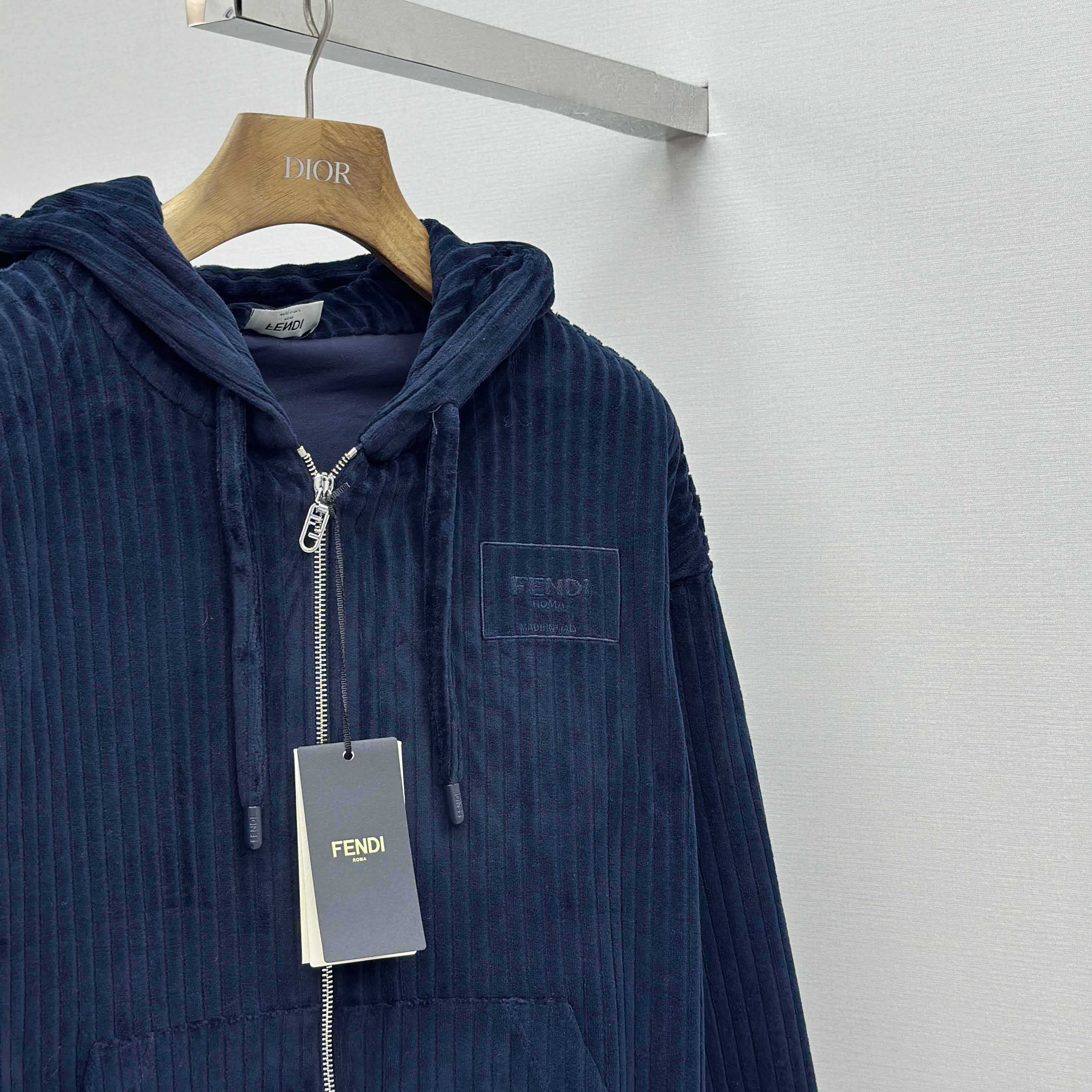 Fendi Blue Men Navy Blue Hooded Sweatshirt  - DopestKickz