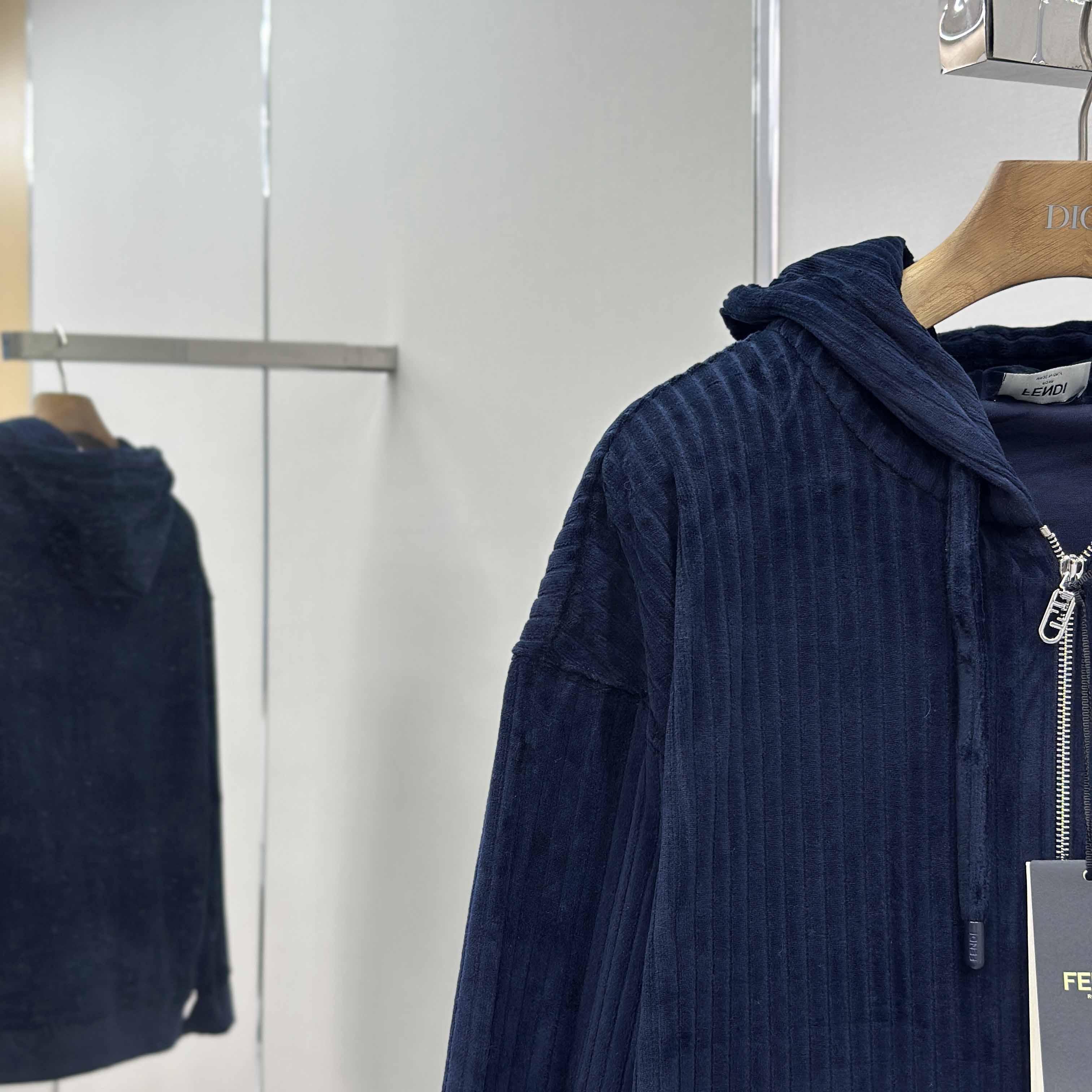 Fendi Blue Men Navy Blue Hooded Sweatshirt  - DopestKickz