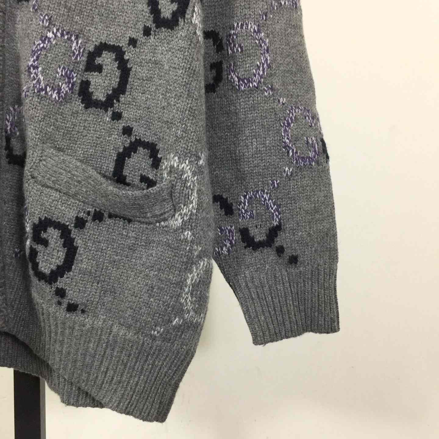 Gucci Wool Cardigan With GG Intarsia - DopestKickz