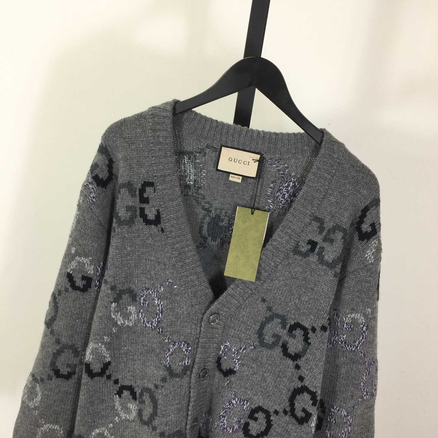 Gucci Wool Cardigan With GG Intarsia - DopestKickz