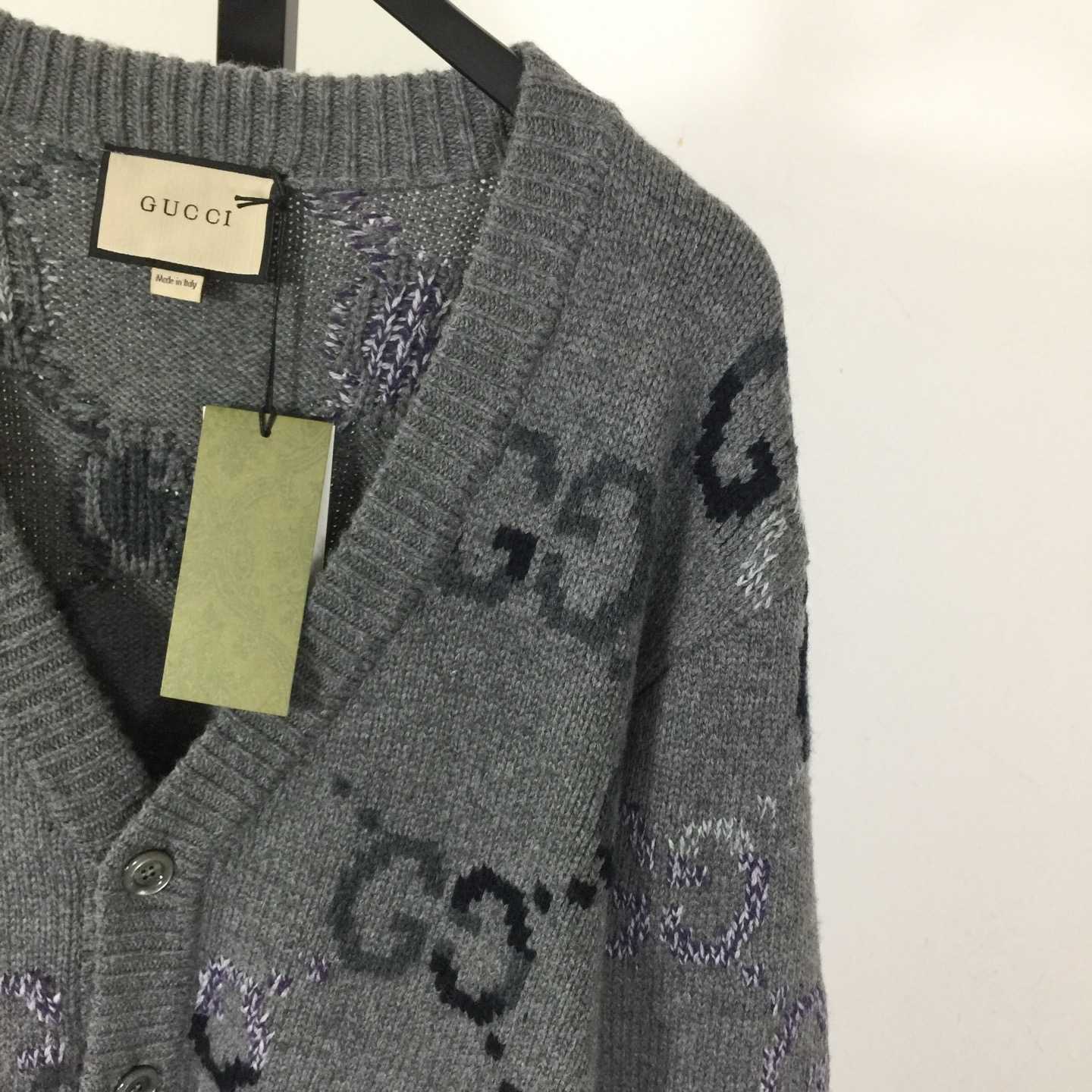 Gucci Wool Cardigan With GG Intarsia - DopestKickz