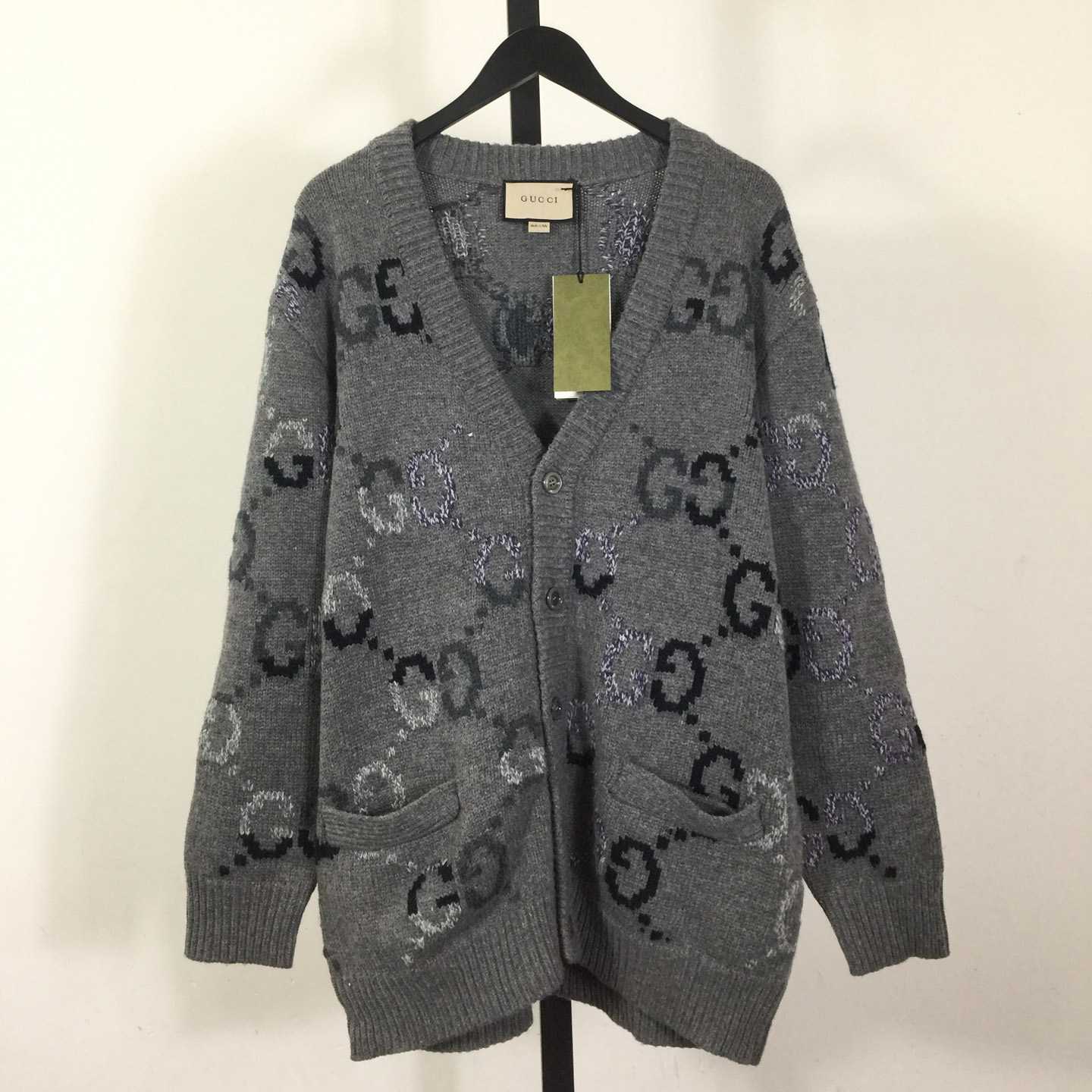 Gucci Wool Cardigan With GG Intarsia - DopestKickz