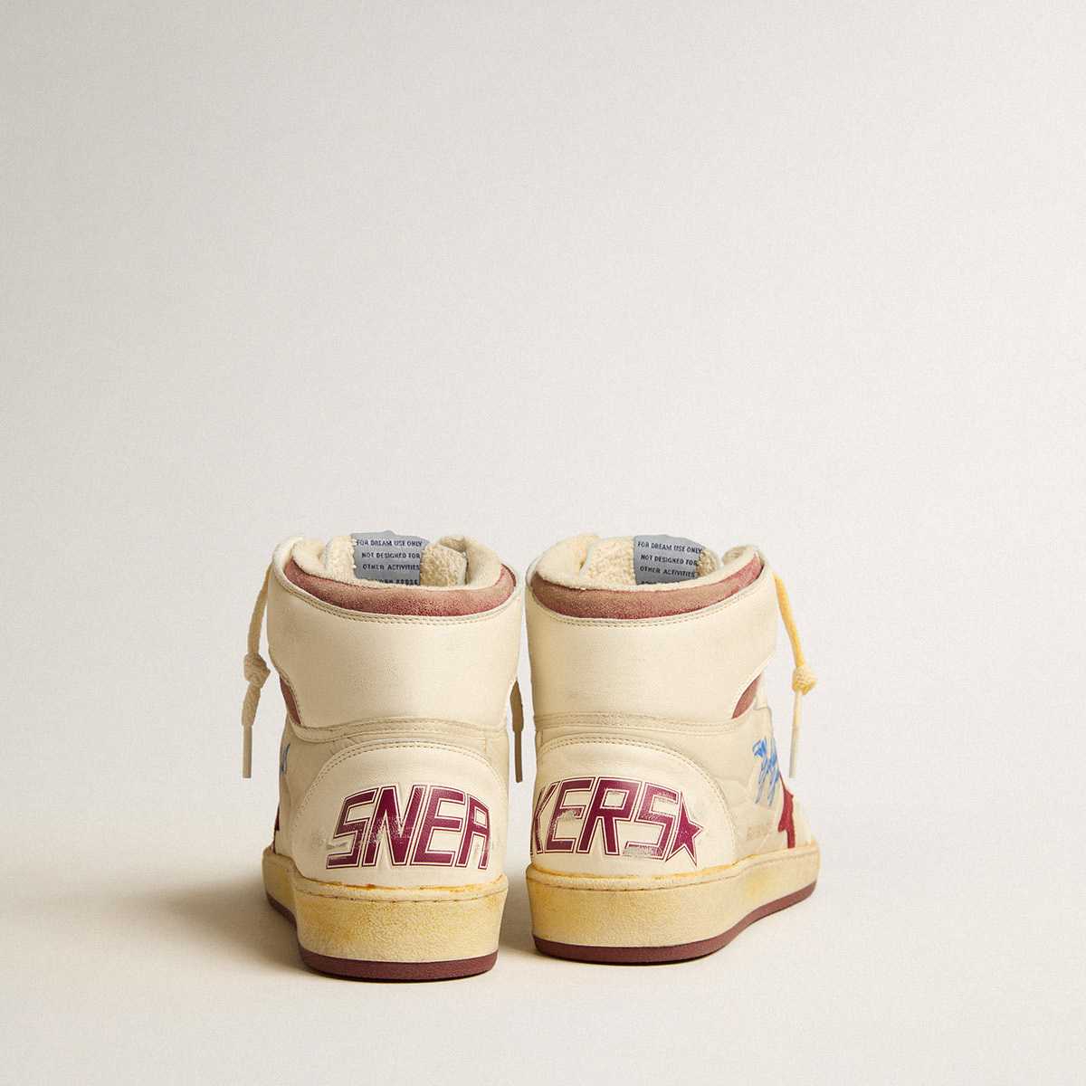 Golden Goose Sky-Star In Beige Nylon And Nappa With Pomegranate Suede Staal - DopestKickz