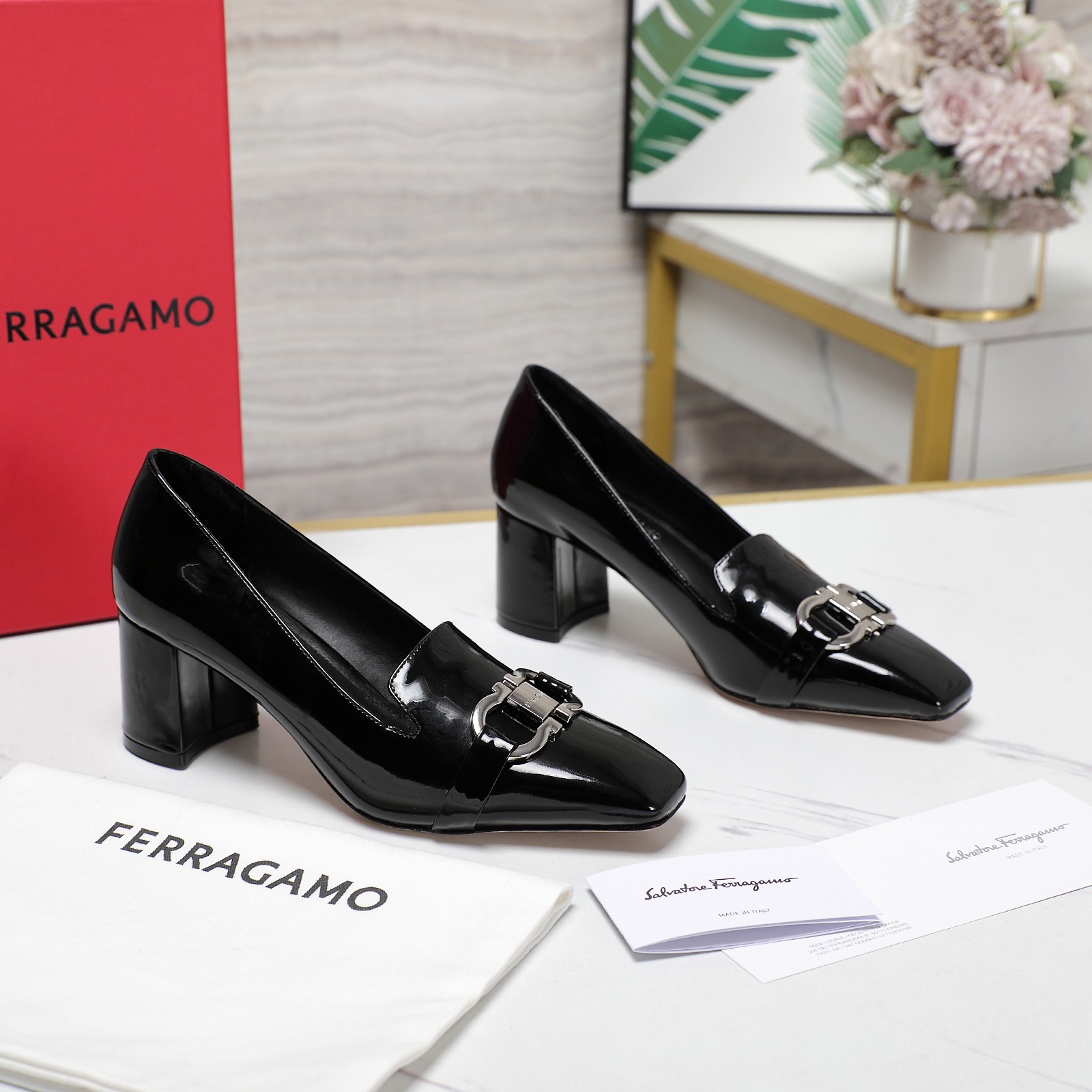 Ferragamo Black Leather Pump   6cm - DopestKickz