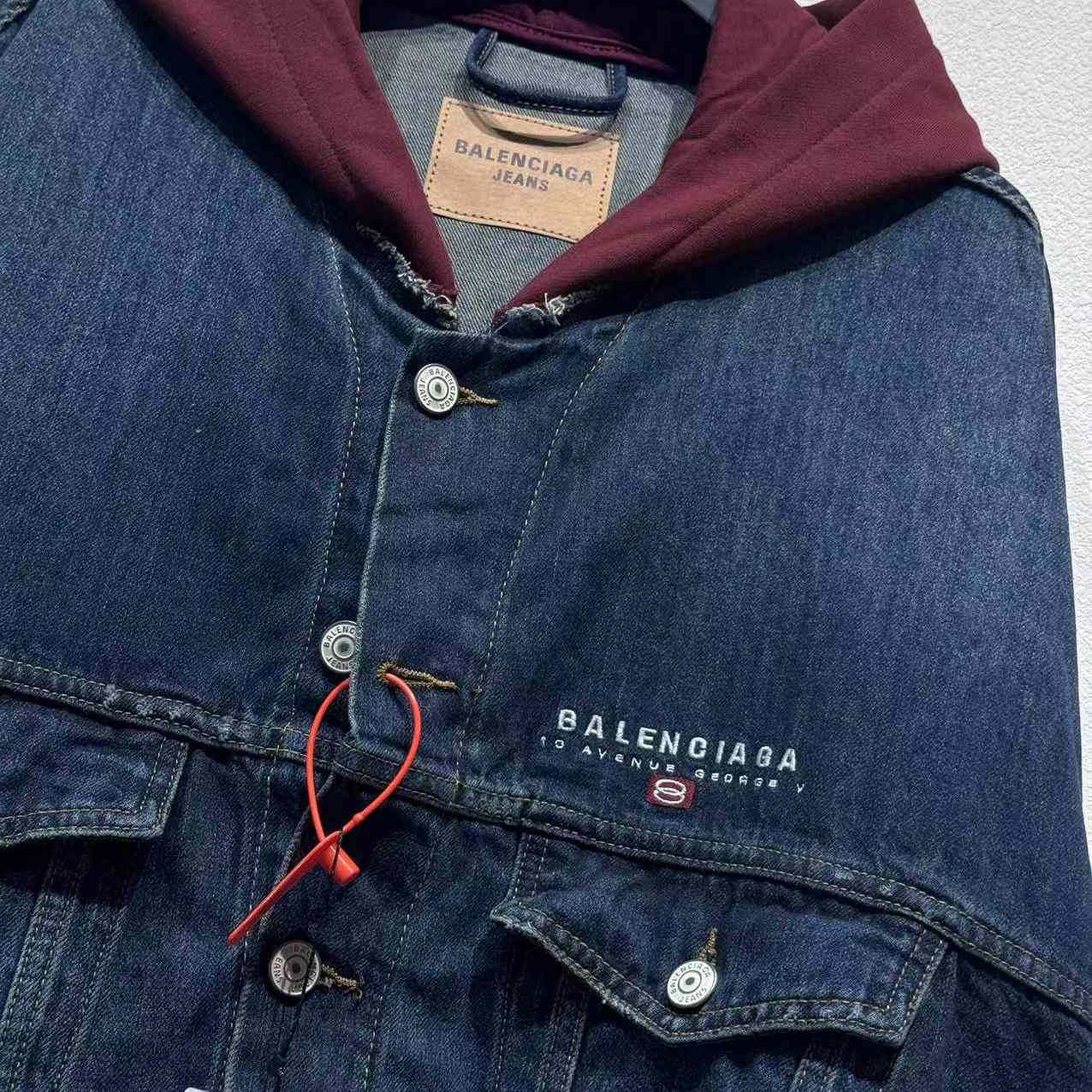 Balenciaga Patched Denim Jacket In Blue Denim And Dark Grey - DopestKickz