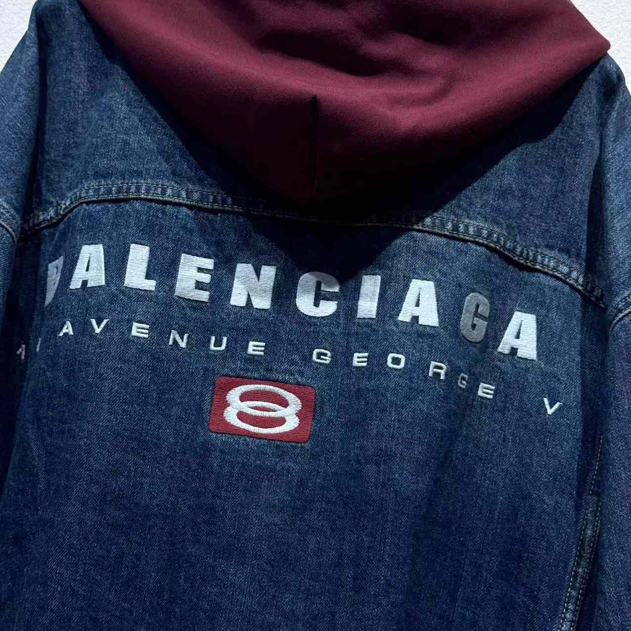 Balenciaga Patched Denim Jacket In Blue Denim And Dark Grey - DopestKickz
