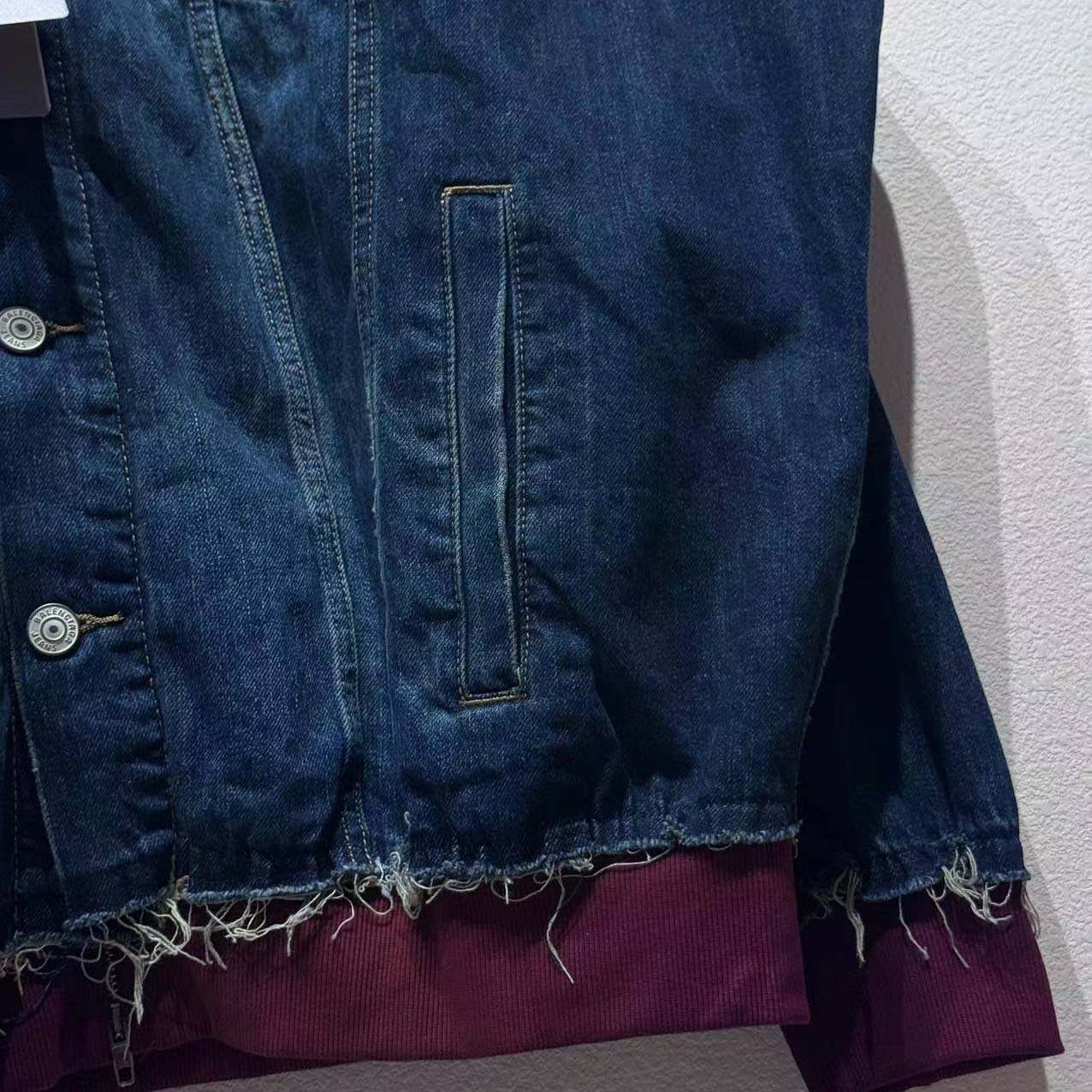 Balenciaga Patched Denim Jacket In Blue Denim And Dark Grey - DopestKickz