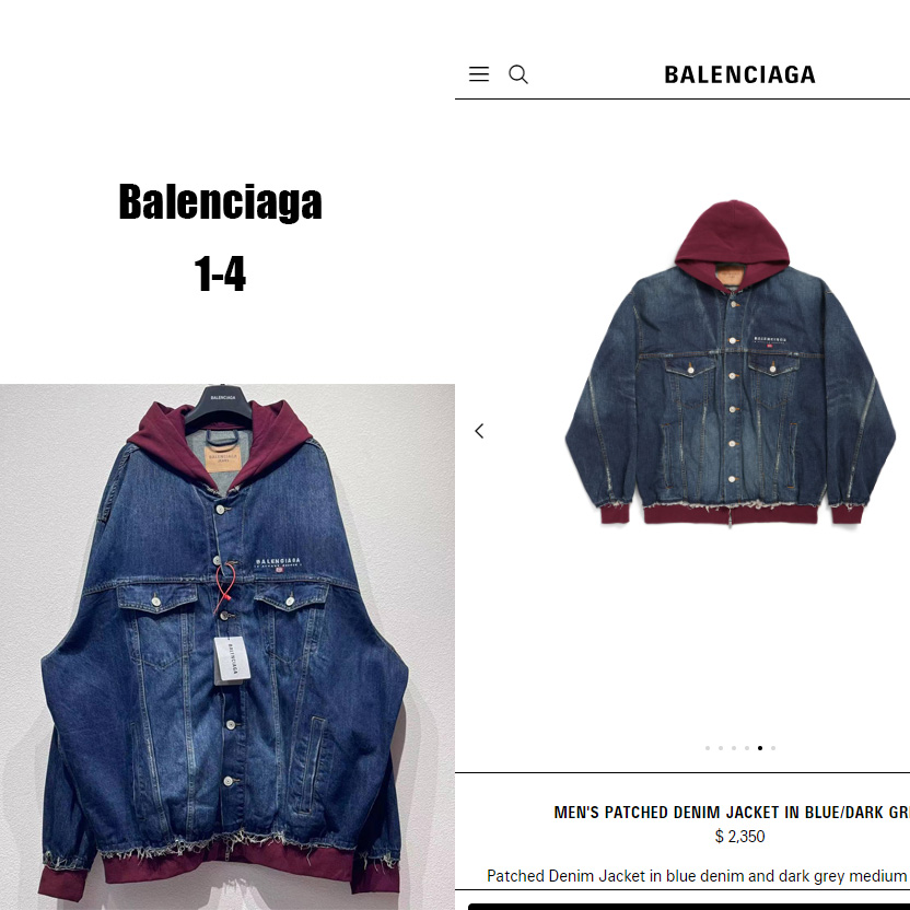 Balenciaga Patched Denim Jacket In Blue Denim And Dark Grey - DopestKickz