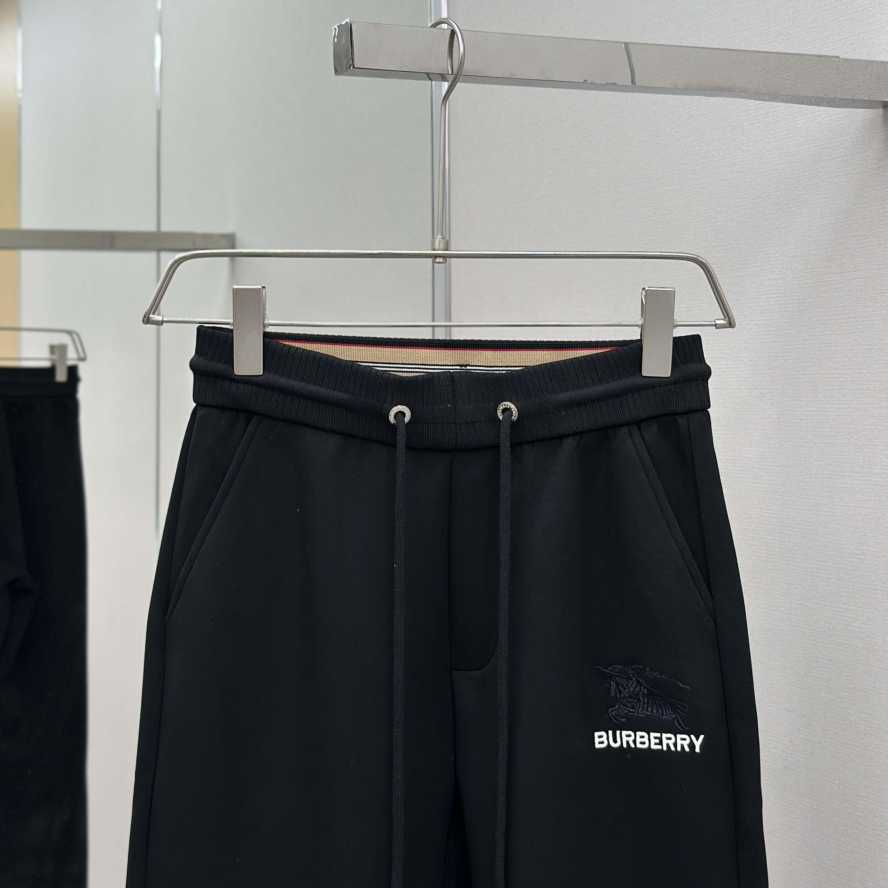 Burberry Black Cotton Pants - DopestKickz