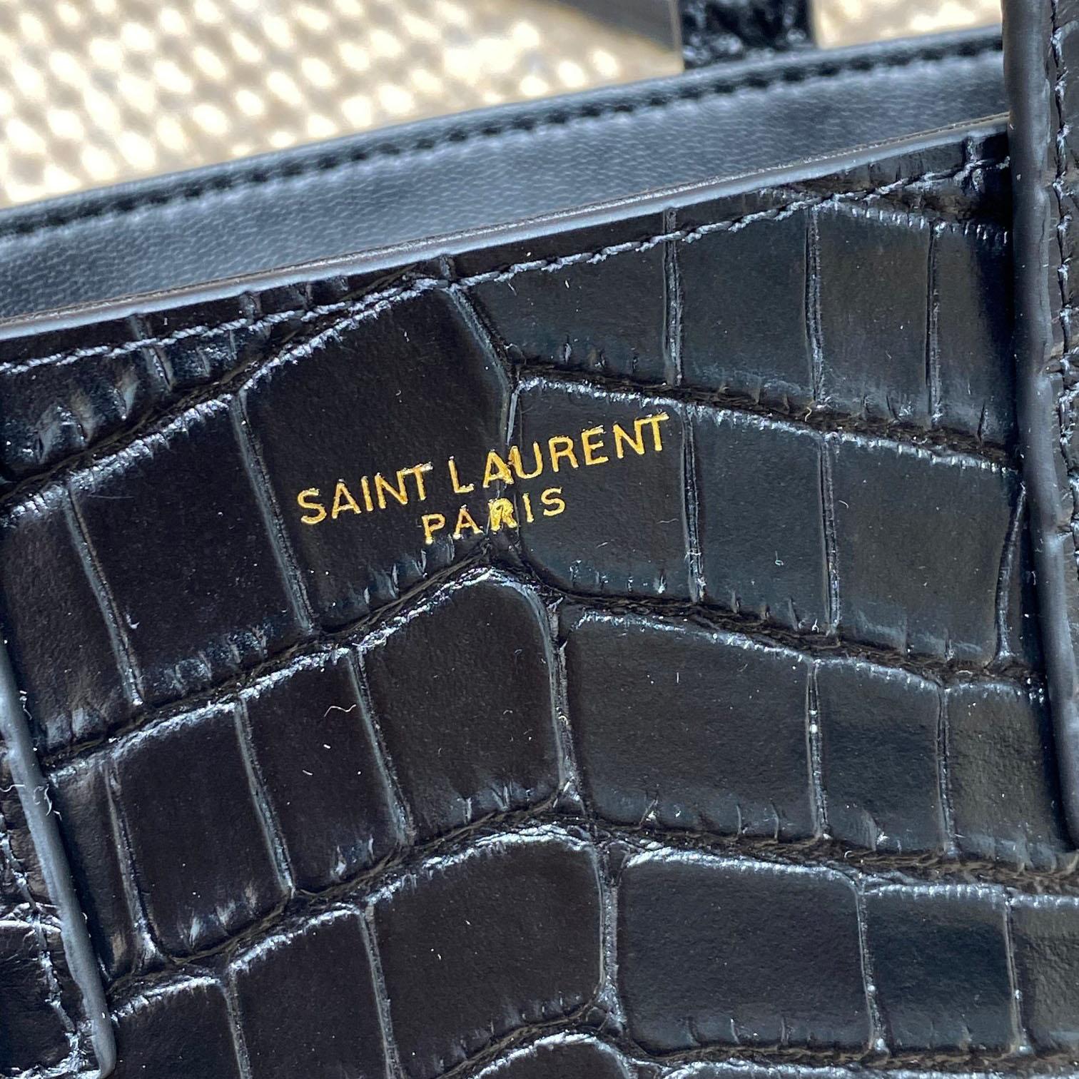 Saint Laurent Mini Toy Shopping Saint Laurent In Crocodile -  Embossed Leather - DopestKickz