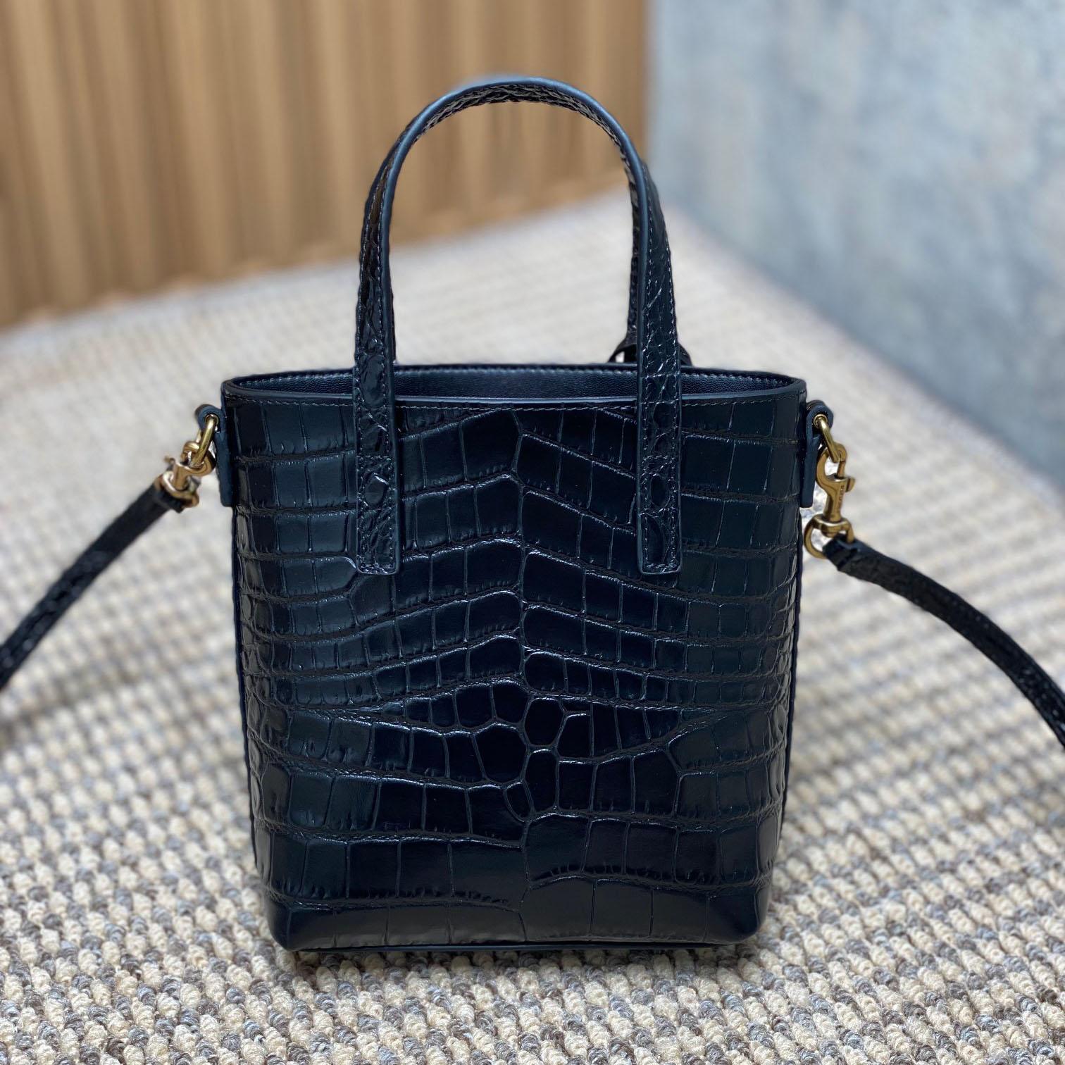 Saint Laurent Mini Toy Shopping Saint Laurent In Crocodile -  Embossed Leather - DopestKickz
