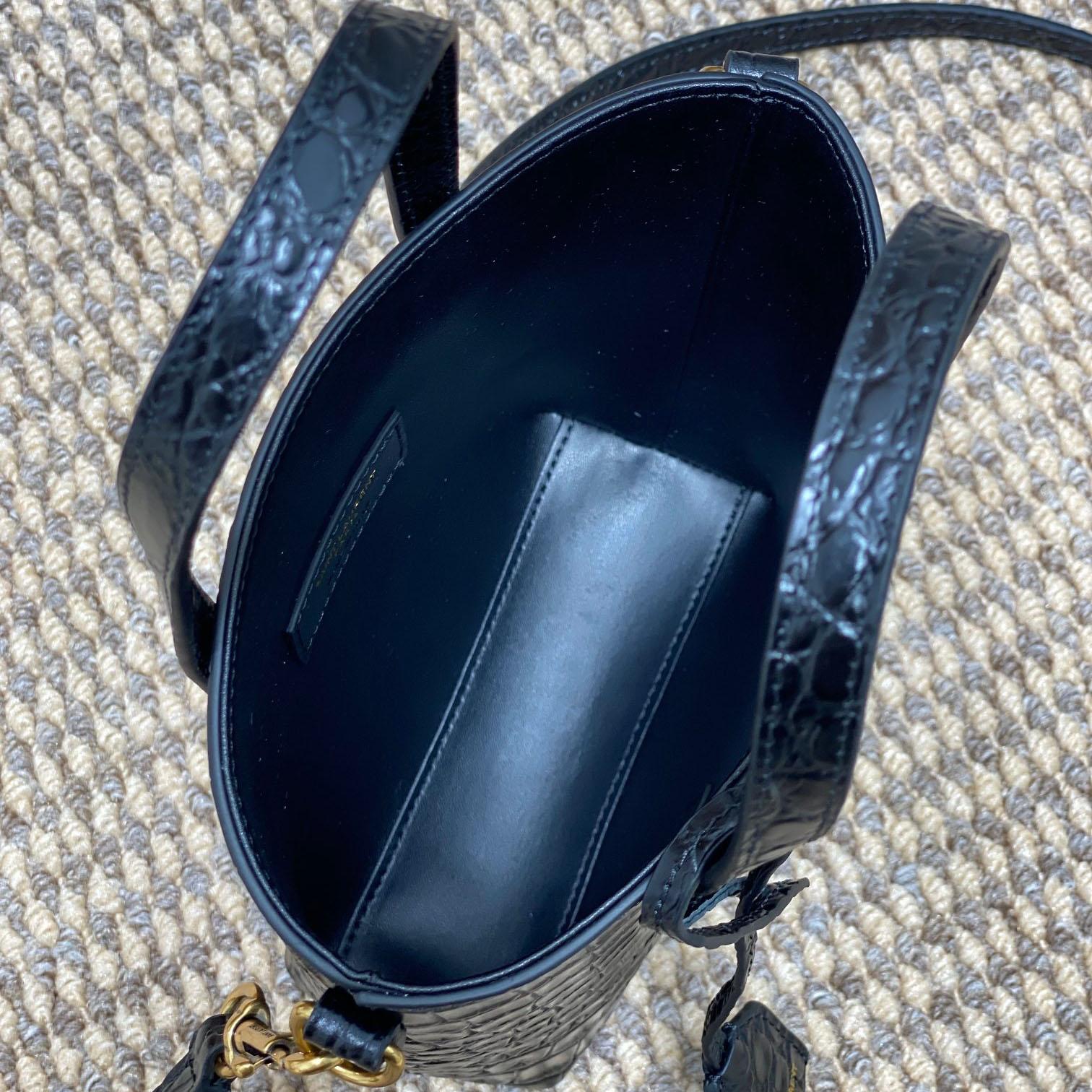 Saint Laurent Mini Toy Shopping Saint Laurent In Crocodile -  Embossed Leather - DopestKickz