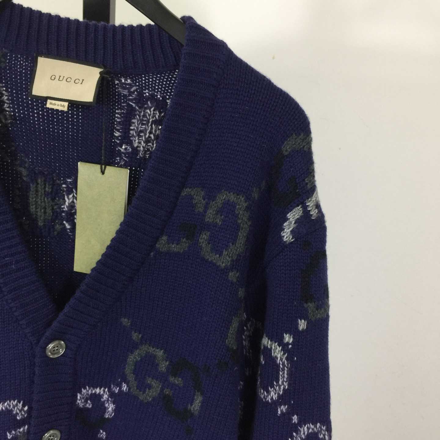 Gucci Wool Cardigan With GG Intarsia - DopestKickz