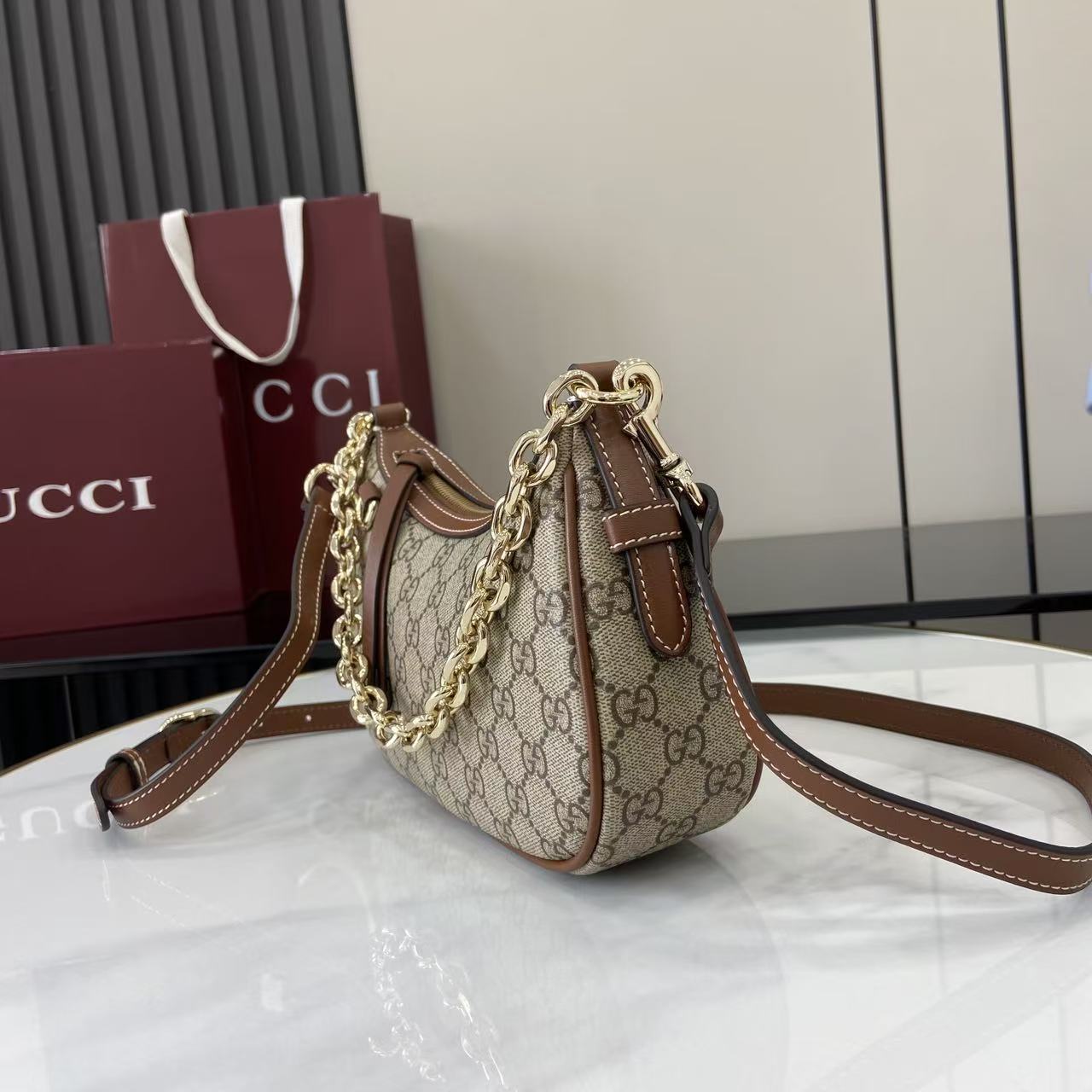 Gucci GG Emblem Small Shoulder Bag - DopestKickz