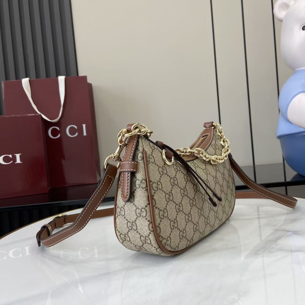 Gucci GG Emblem Small Shoulder Bag - DopestKickz
