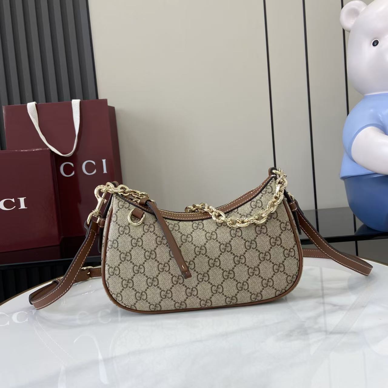 Gucci GG Emblem Small Shoulder Bag - DopestKickz