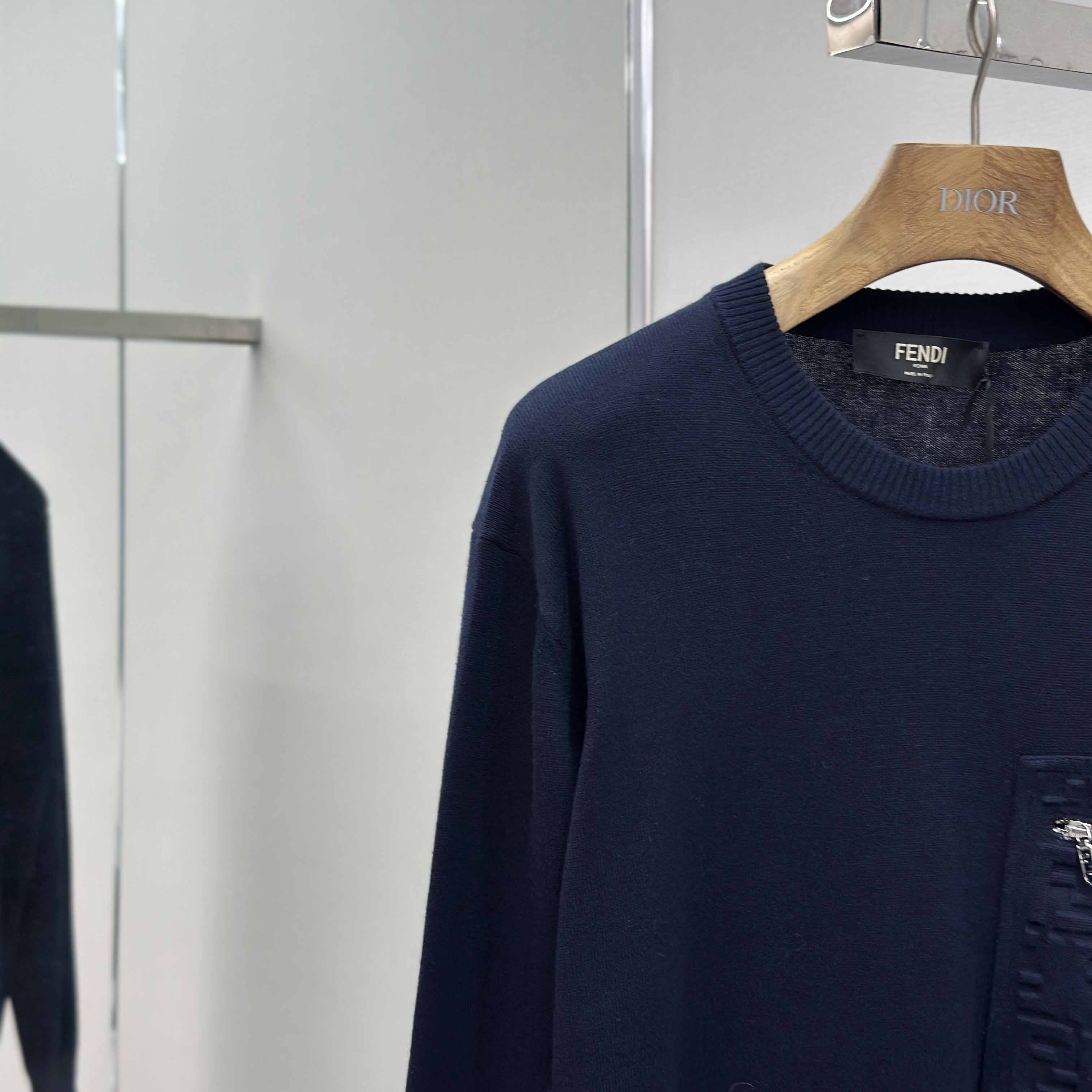 Fendi Navy Blue Wool Jumper - DopestKickz
