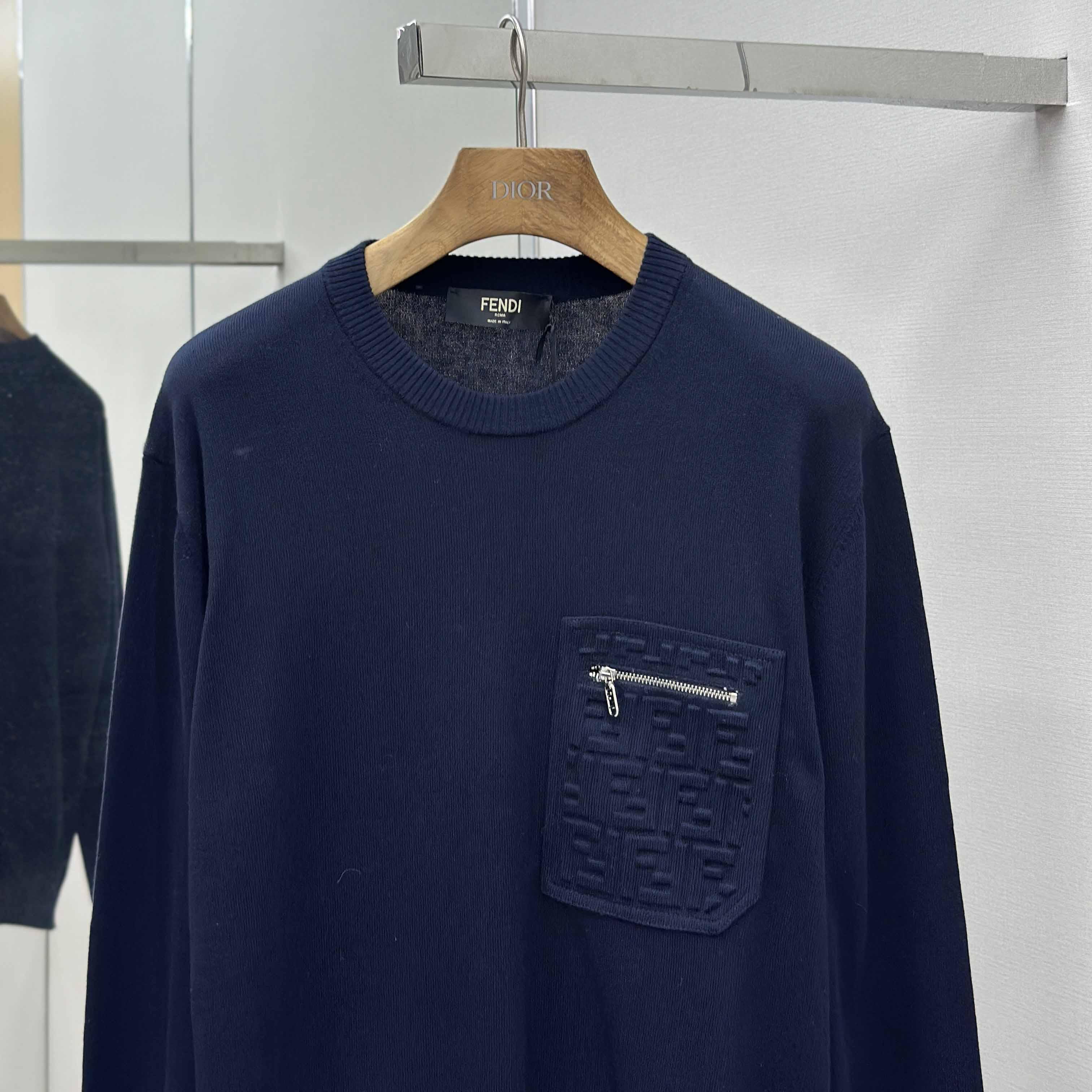 Fendi Navy Blue Wool Jumper - DopestKickz