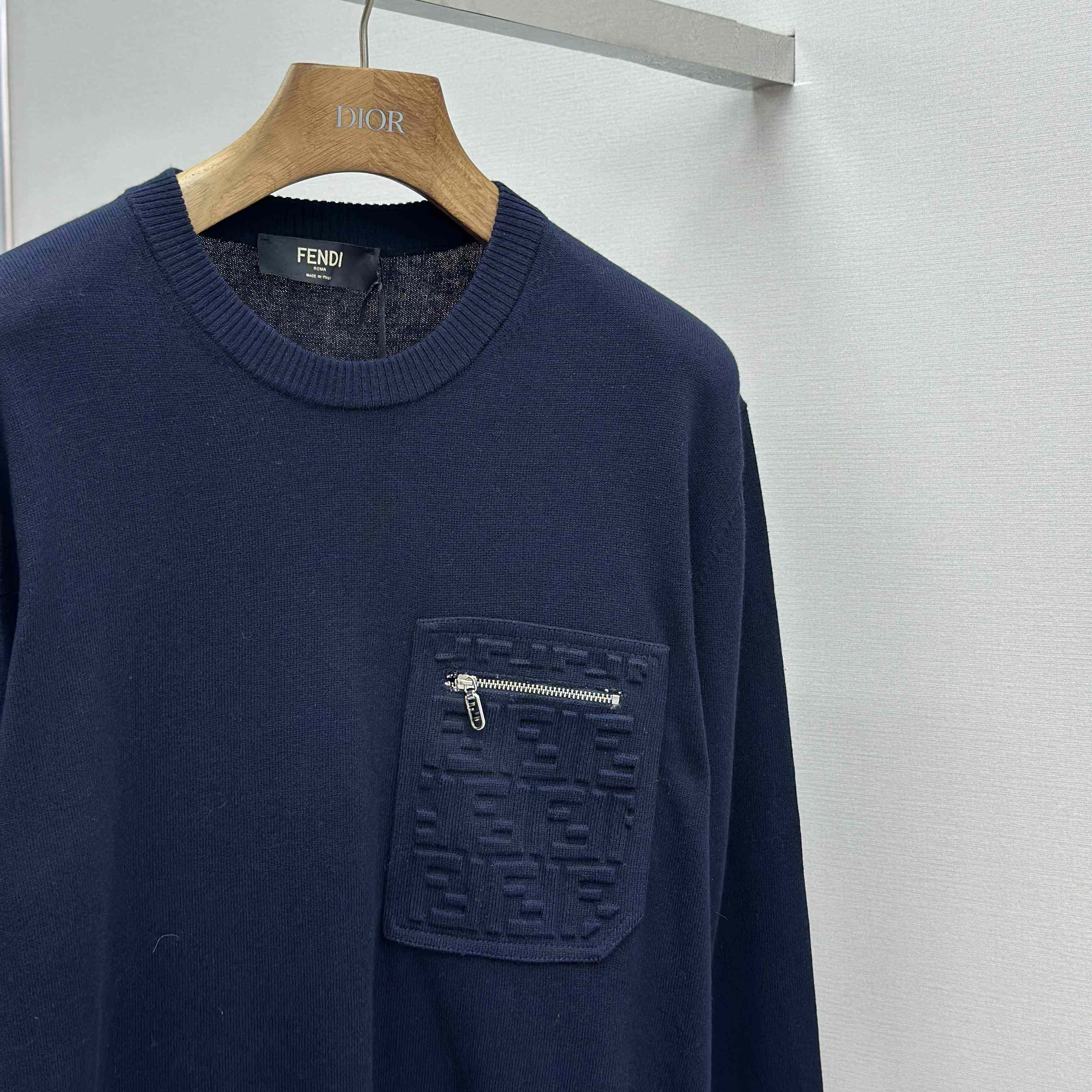 Fendi Navy Blue Wool Jumper - DopestKickz