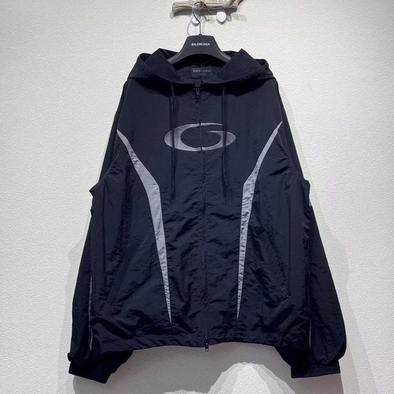 Balenciaga Loop Sports Icon Large Tracksuit Jacket 'Black/Elephant Grey' - DopestKickz
