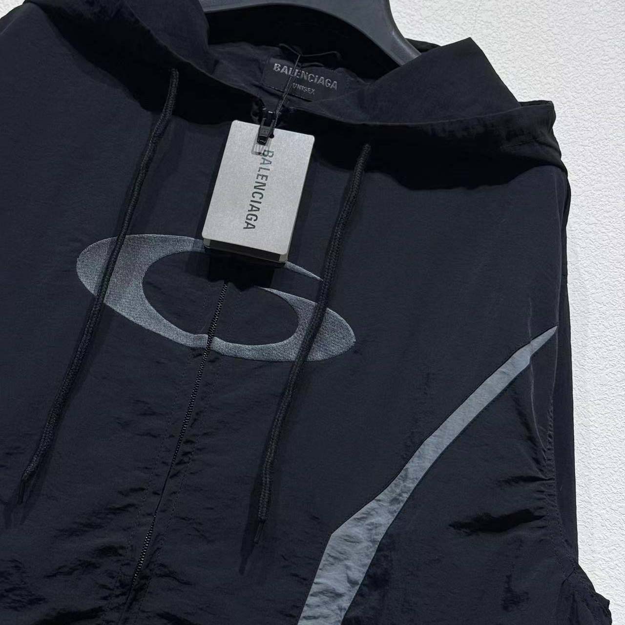 Balenciaga Loop Sports Icon Large Tracksuit Jacket 'Black/Elephant Grey' - DopestKickz