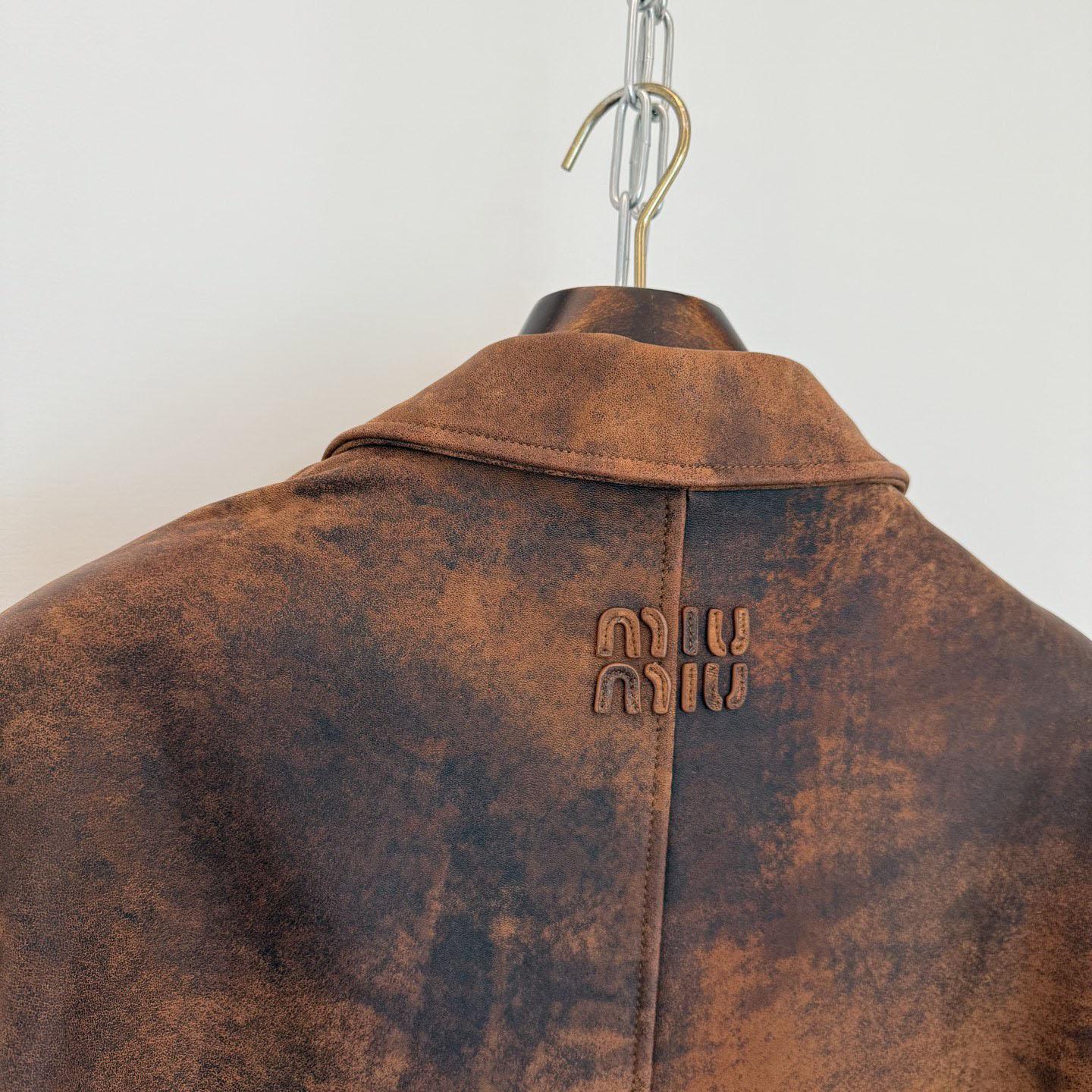 Miu Miu Waxed Suede Leather Jacket - DopestKickz