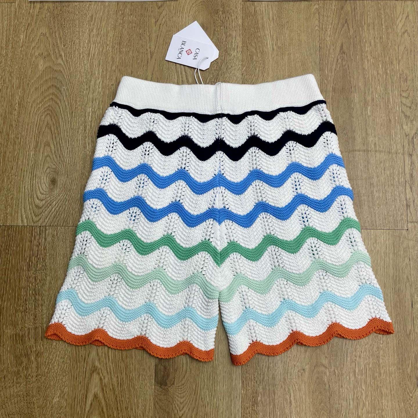 Casablanca Gradient Wave Crochet Shorts   D0108 - DopestKickz