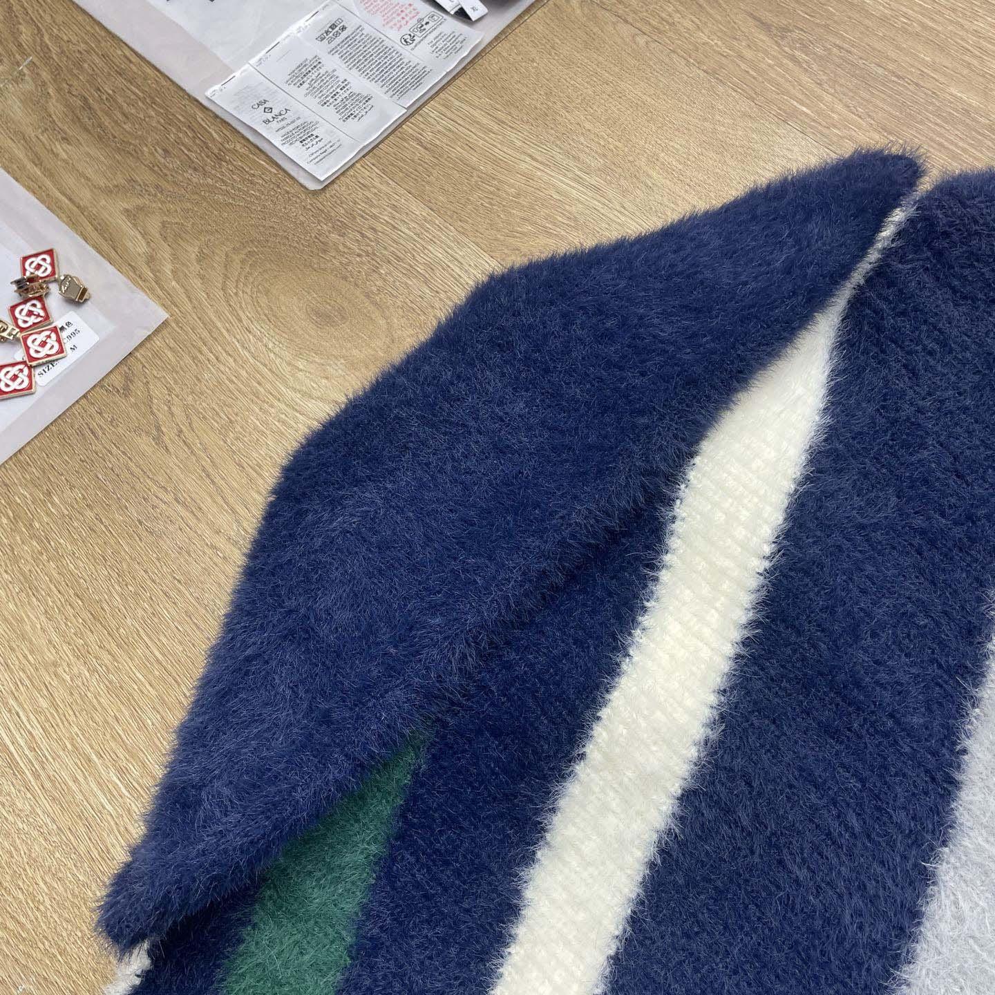 Casablanca Striped Fluffy Zip Up Jumper     D0106 - DopestKickz