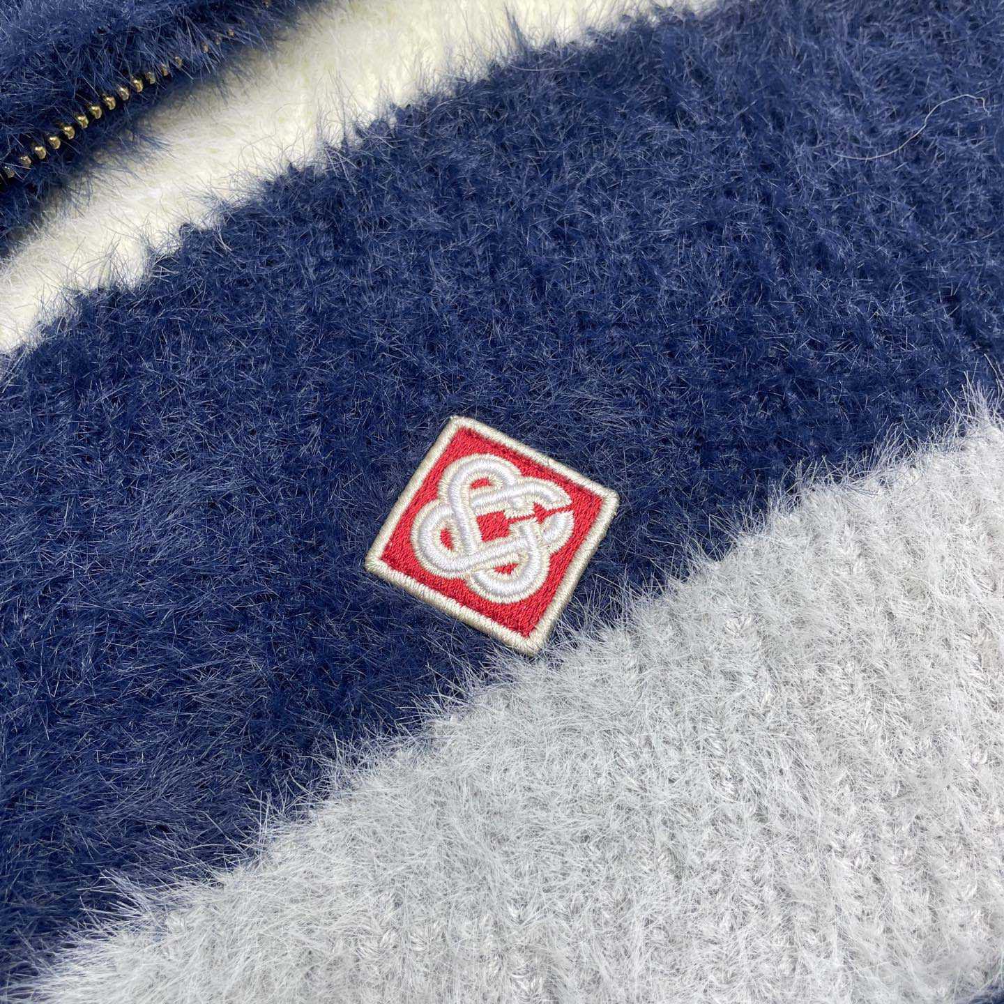 Casablanca Striped Fluffy Zip Up Jumper     D0106 - DopestKickz